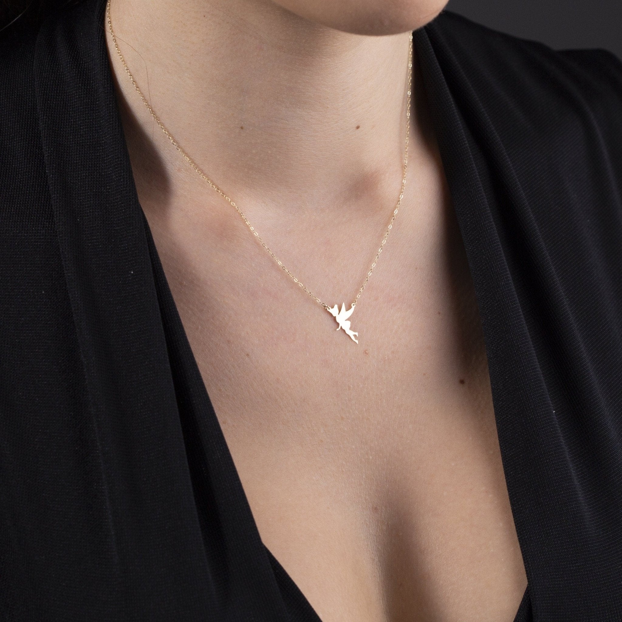 14K Äkta Guld Älva Halsband Dam – Tunt Guldhalsband i 585 Guld - Noxlookjewelry