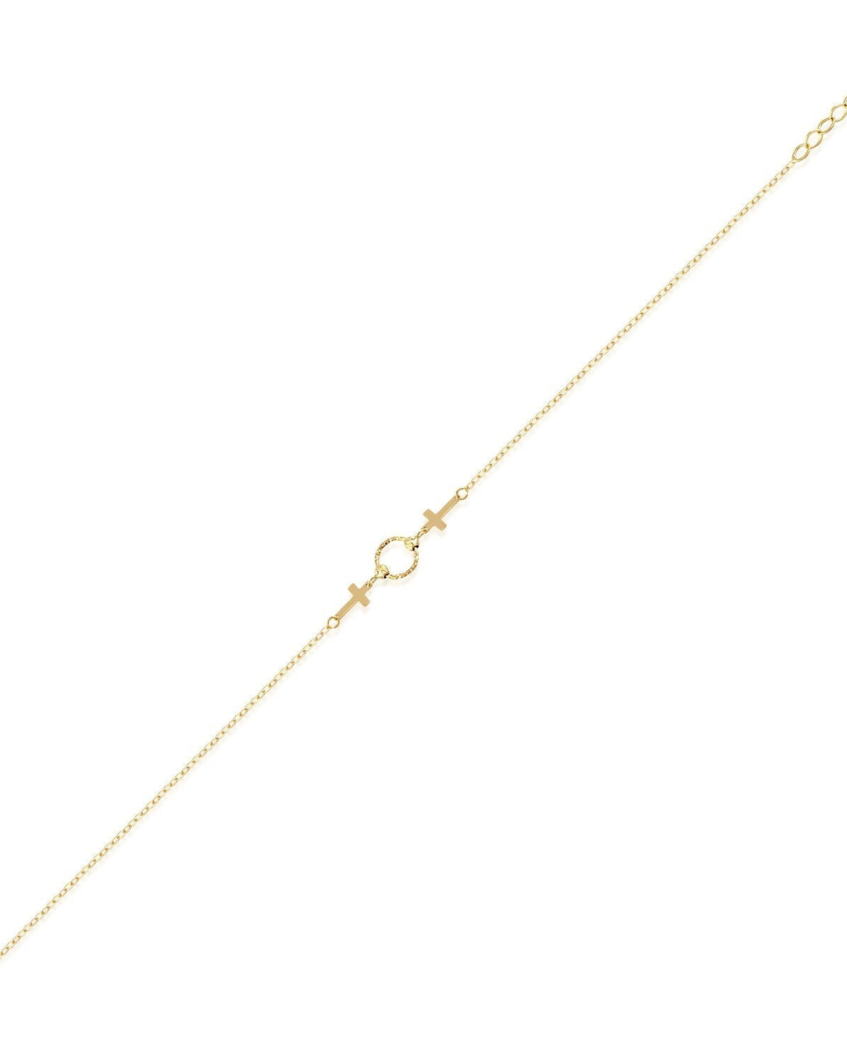 14K Äkta Guld Armband Dam – Kors Armband med Elegant Ringdetalj - Noxlookjewelry