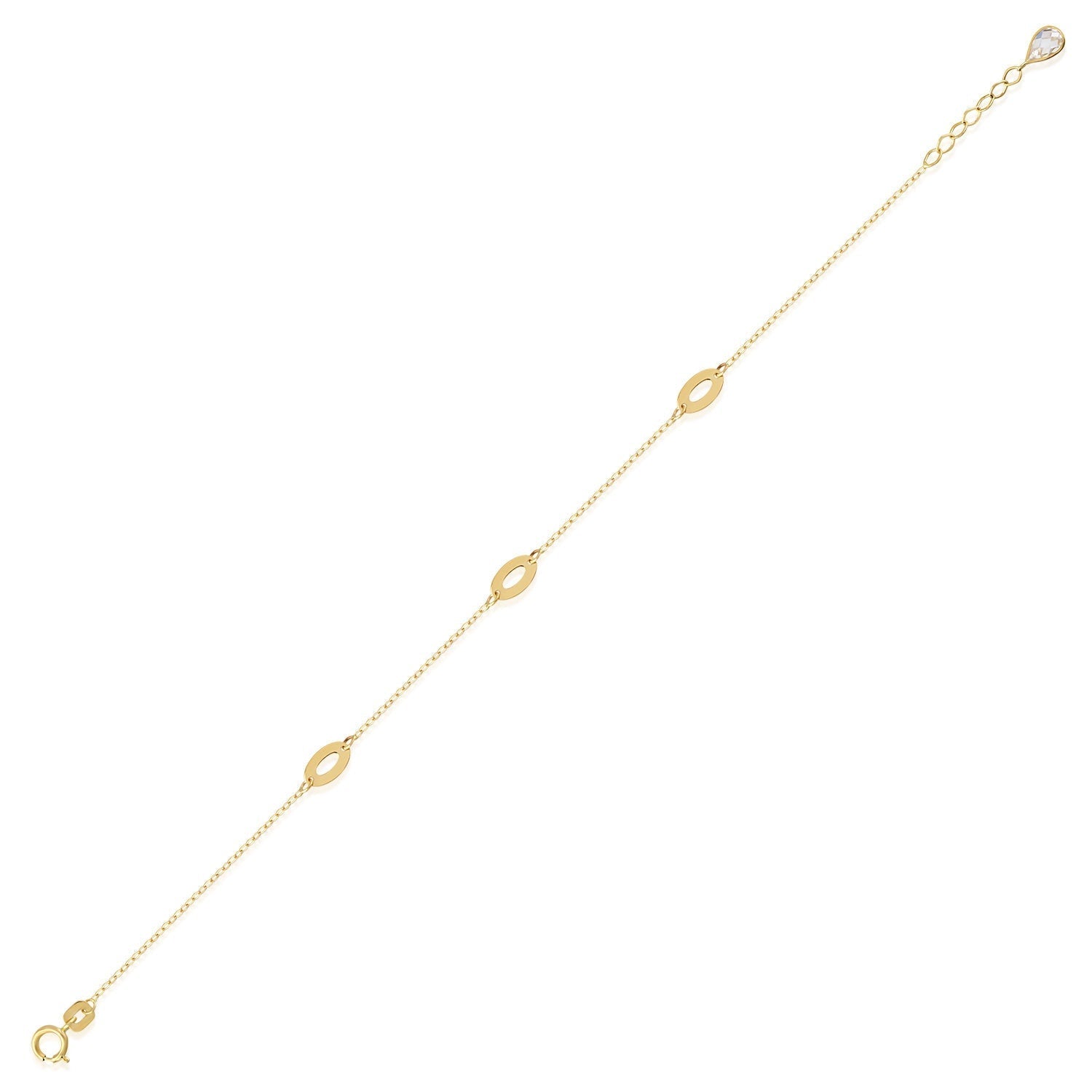 14K Äkta Guld Armband Dam – Tunt Guldarmband med Ovala Länkdetaljer - Noxlookjewelry
