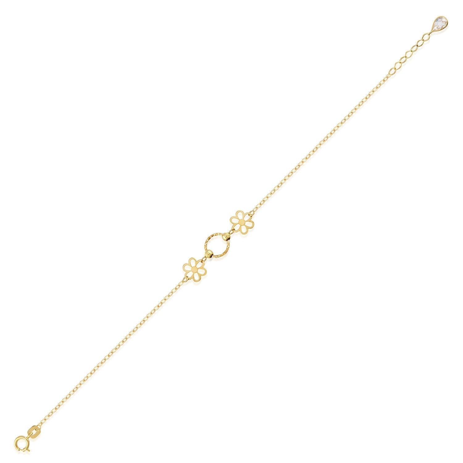 14K Äkta Guld Blomma Armband Dam – Feminint Guldarmband med Blommotiv - Noxlookjewelry