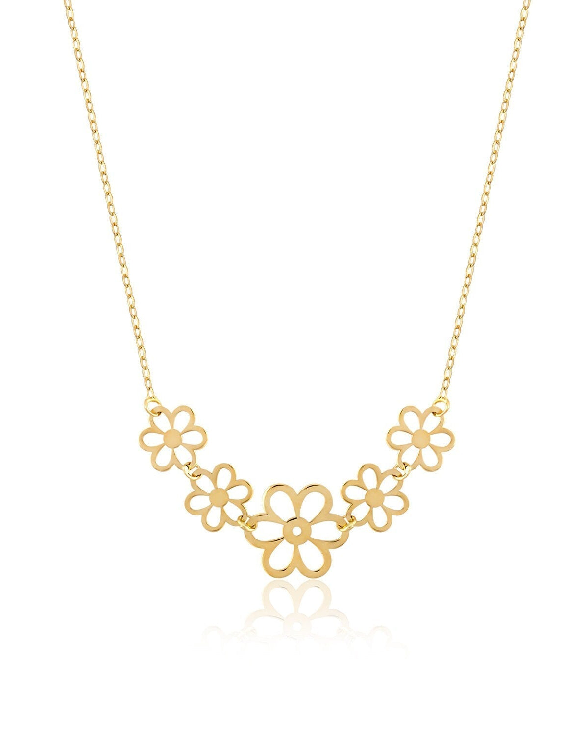 14K Äkta Guld Blomster Halsband Dam – Elegant Blomma Halsband i 585 Guld - Noxlookjewelry