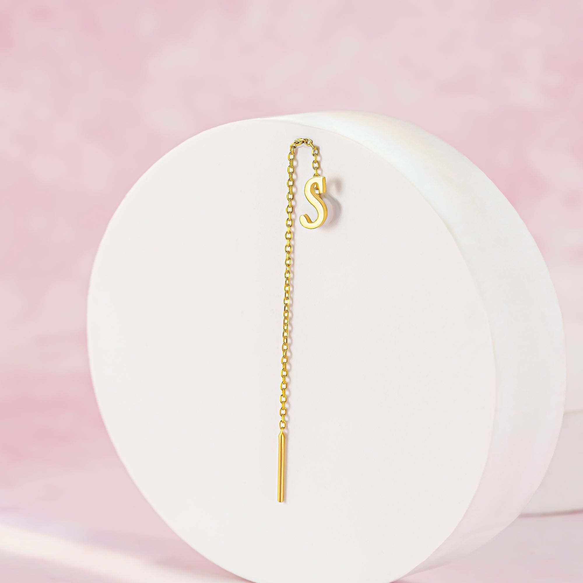 14K Äkta Guld Bokstav Örhänge – Hängande Minimalistiskt Guldörhänge Dam - Noxlookjewelry