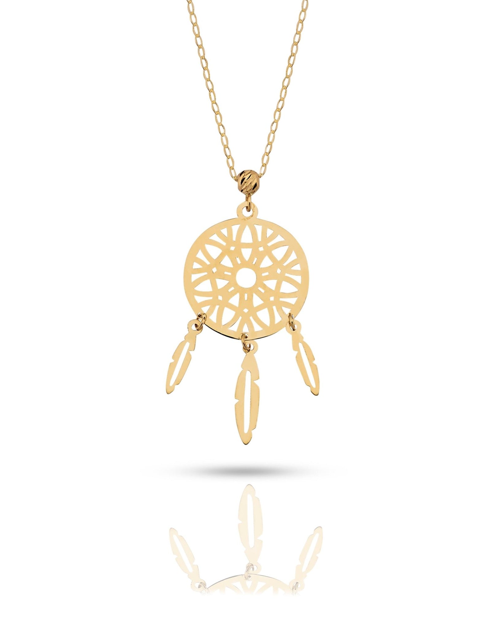 14K Äkta Guld Drömfångare Halsband Dam – Elegant Dreamcatcher Smycke i 585 Guld - Noxlookjewelry