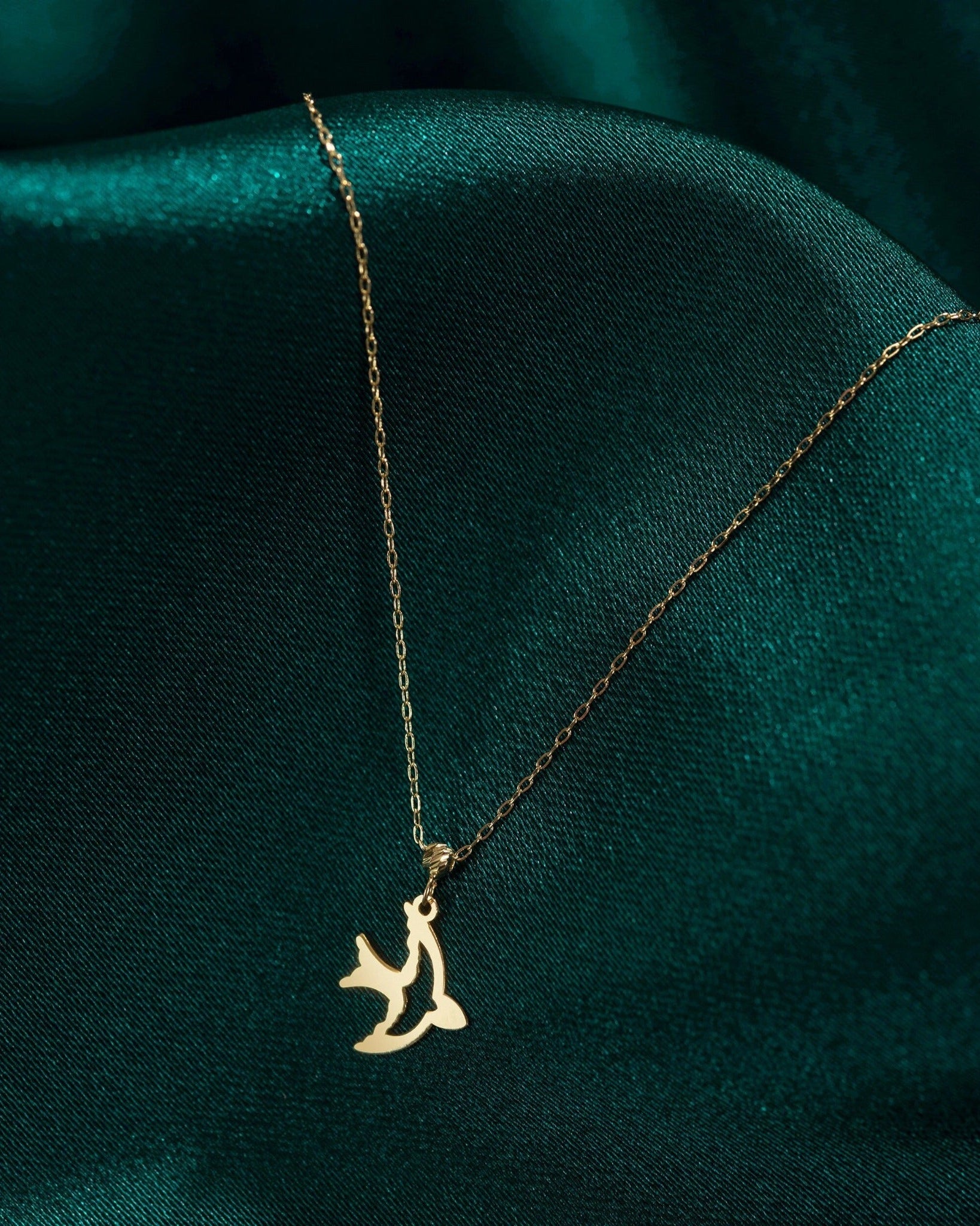 14K Äkta Guld Fågel Halsband Dam – Minimalistiskt Bird Pendant - Noxlookjewelry