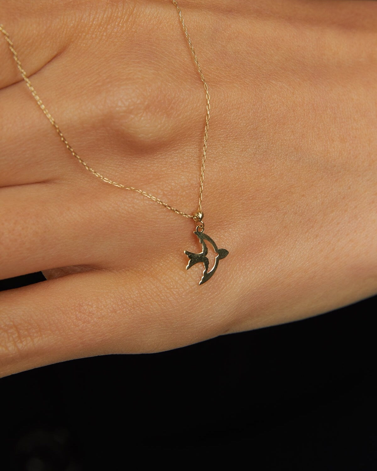 14K Äkta Guld Fågel Halsband Dam – Minimalistiskt Bird Pendant - Noxlookjewelry