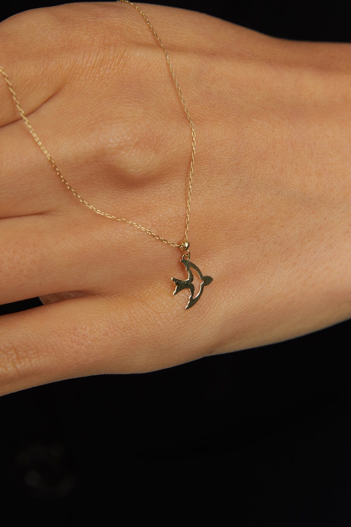 14K Äkta Guld Fågel Halsband Dam – Minimalistiskt Bird Pendant - Noxlookjewelry