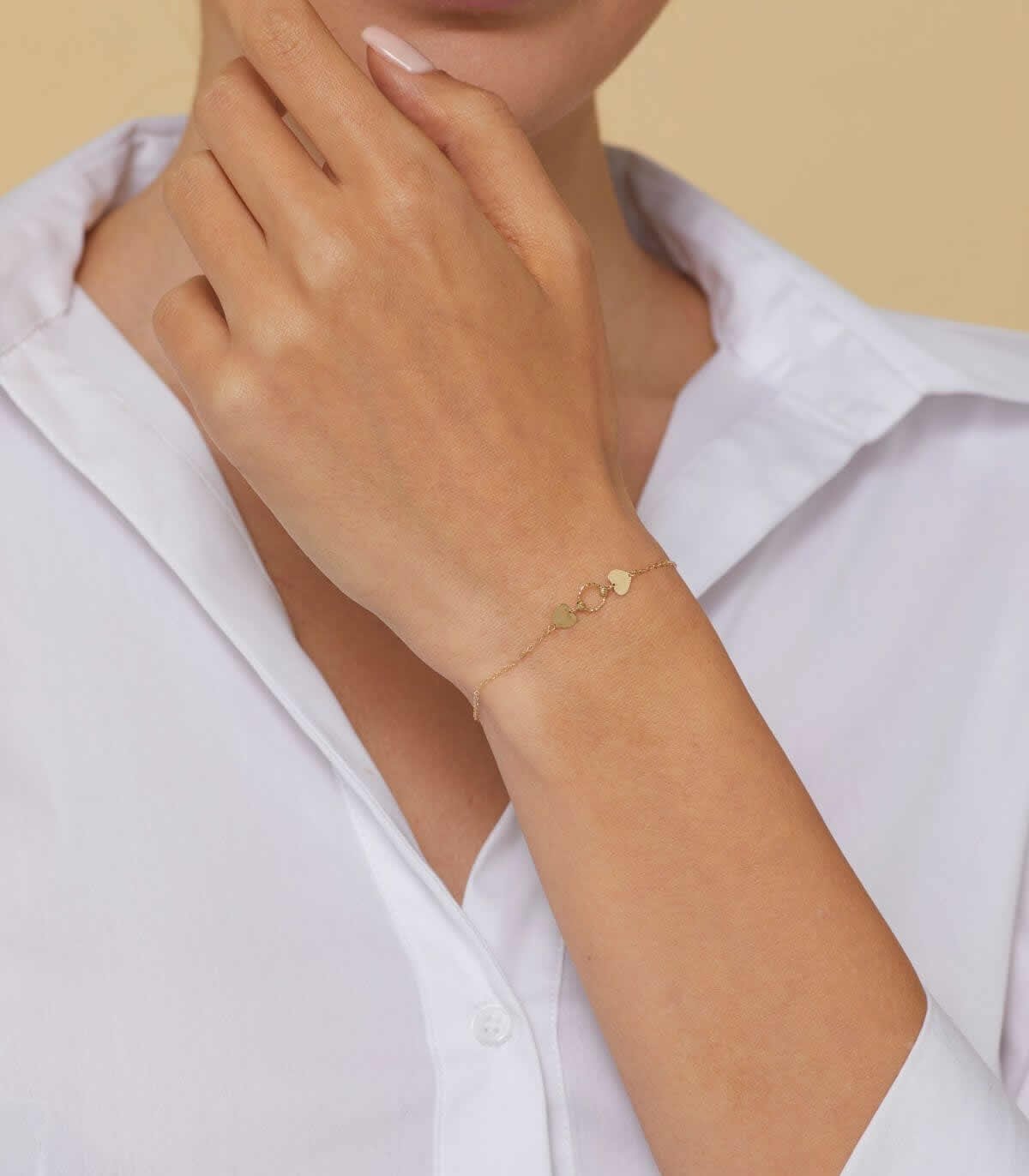 14K Äkta Guld Hjärta Armband Dam – Elegant Minimalistiskt Guldarmband - Noxlookjewelry