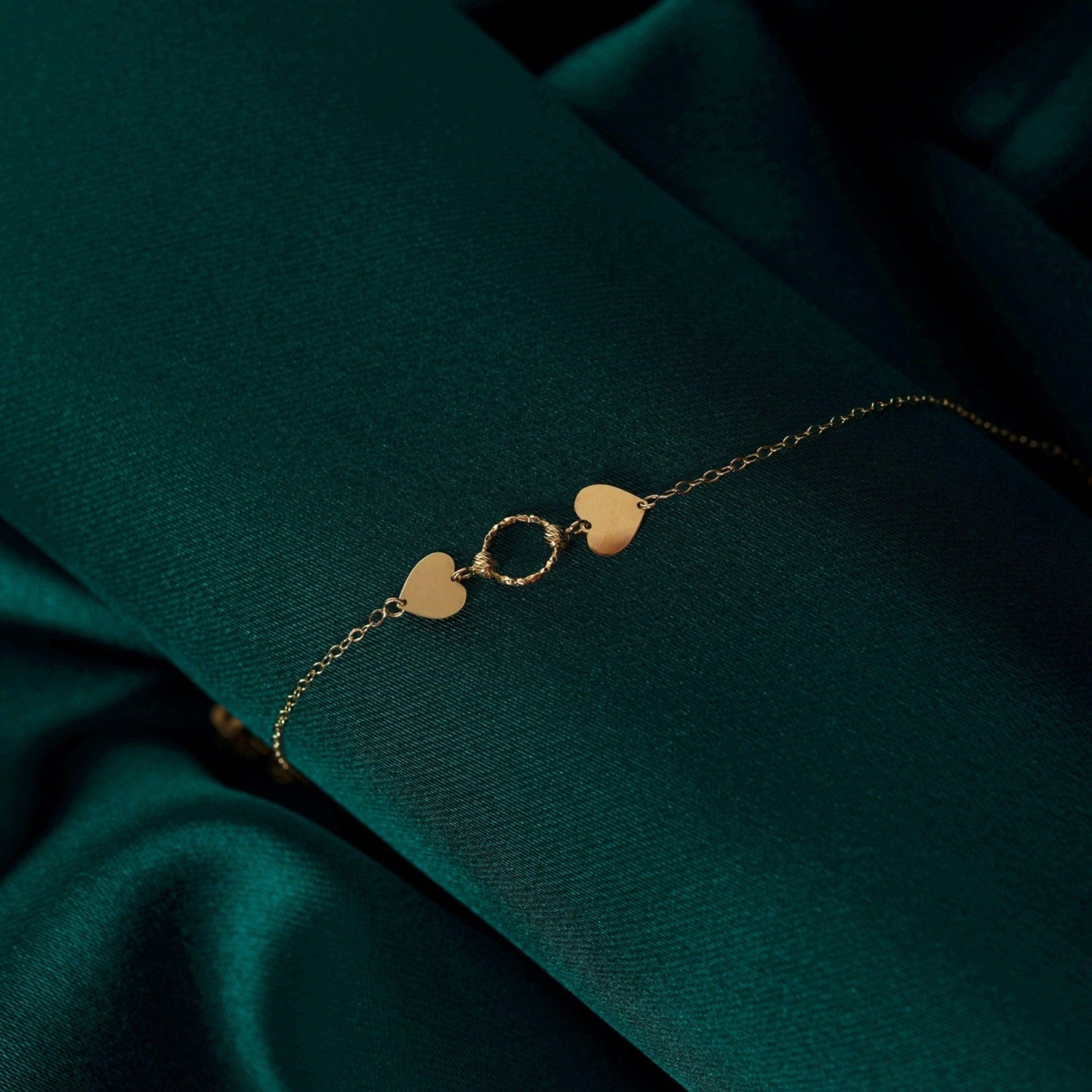 14K Äkta Guld Hjärta Armband Dam – Elegant Minimalistiskt Guldarmband - Noxlookjewelry