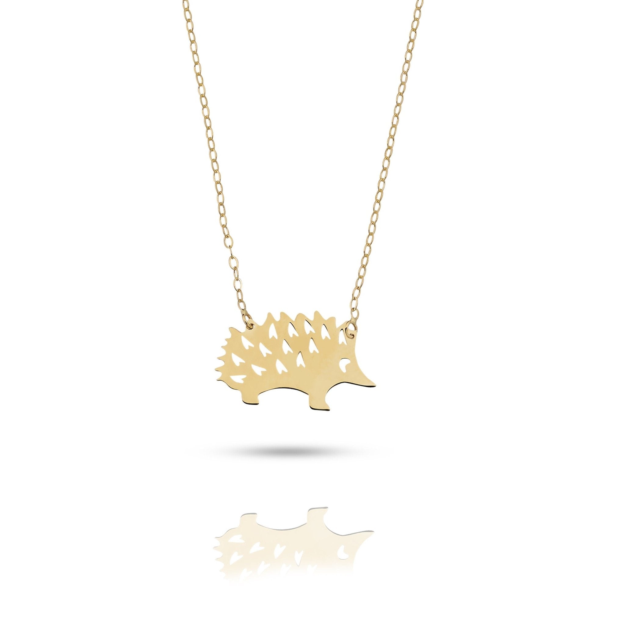 14K Äkta Guld Igelkott Halsband Dam – Minimalistiskt Djur Halsband - Noxlookjewelry