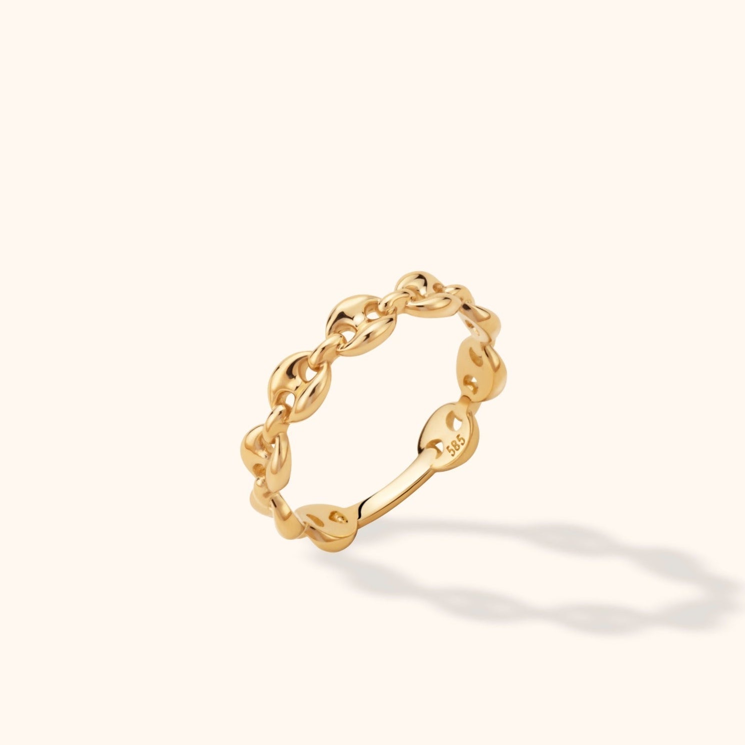 14K Äkta Guld Kedjering Dam – Elegant Kedjelänk Guldring i Minimalistisk Chain Design - Noxlookjewelry