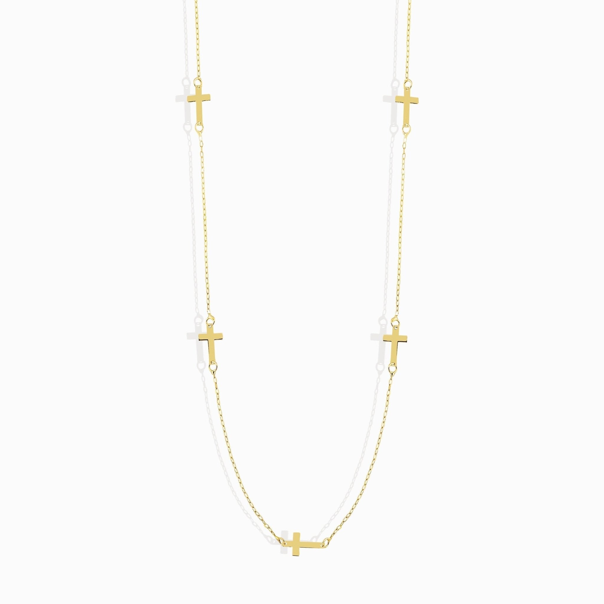 14K Äkta Guld Kors Halsband Dam – Minimalistiskt Guldhalsband - Noxlookjewelry
