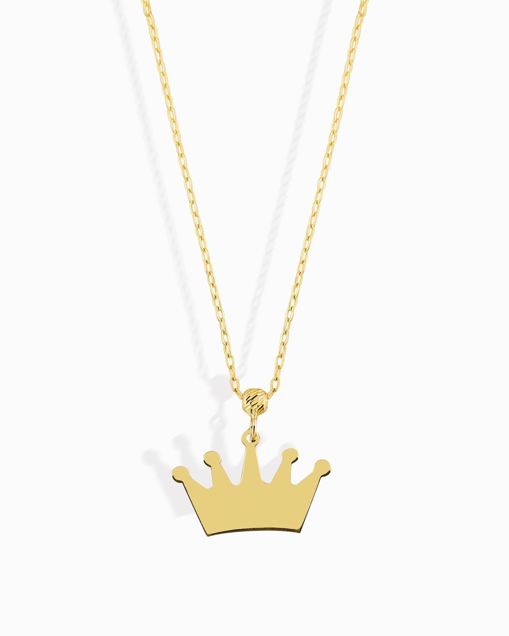 14K Äkta Guld Krona Halsband Dam – Minimalistiskt Kron Smycke - Noxlookjewelry