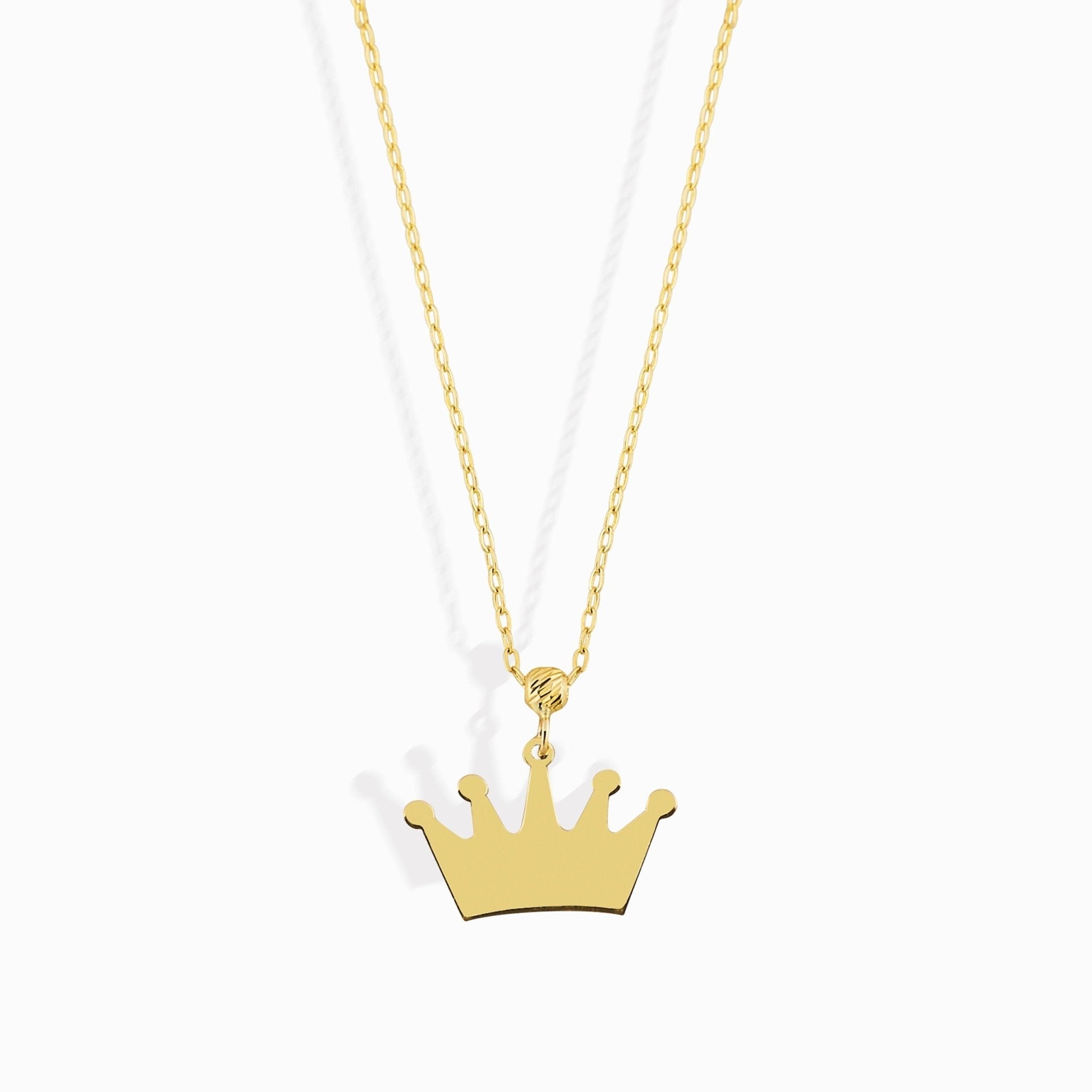 14K Äkta Guld Krona Halsband Dam – Minimalistiskt Kron Smycke - Noxlookjewelry