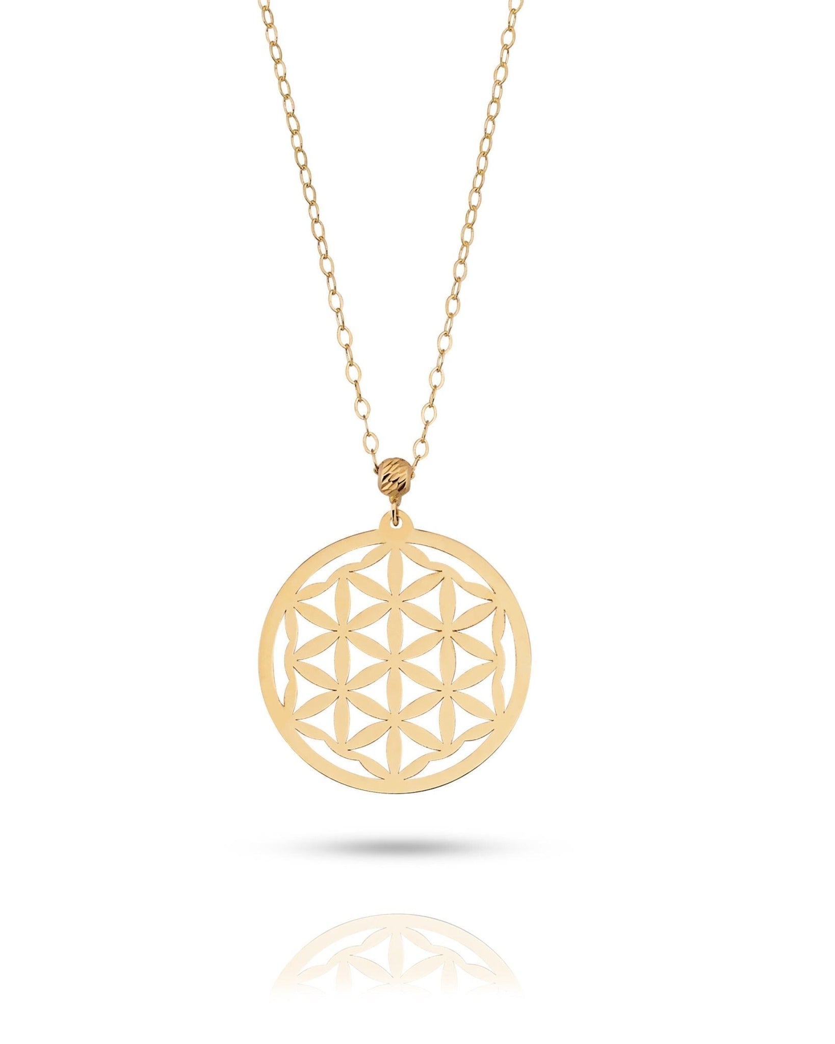 14K Äkta Guld Livets Blomma Halsband – Flower of Life Spirituellt Smycke - Noxlookjewelry