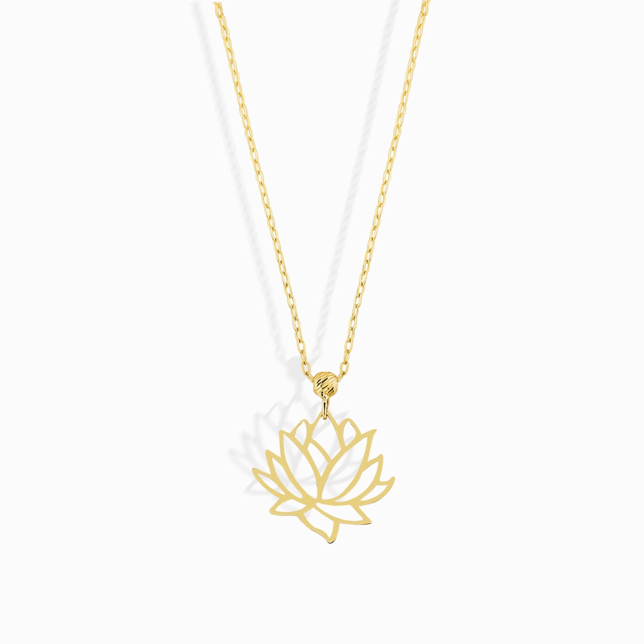 14K Äkta Guld Lotus Halsband Dam – Minimalistiskt Symbol Halsband - Noxlookjewelry