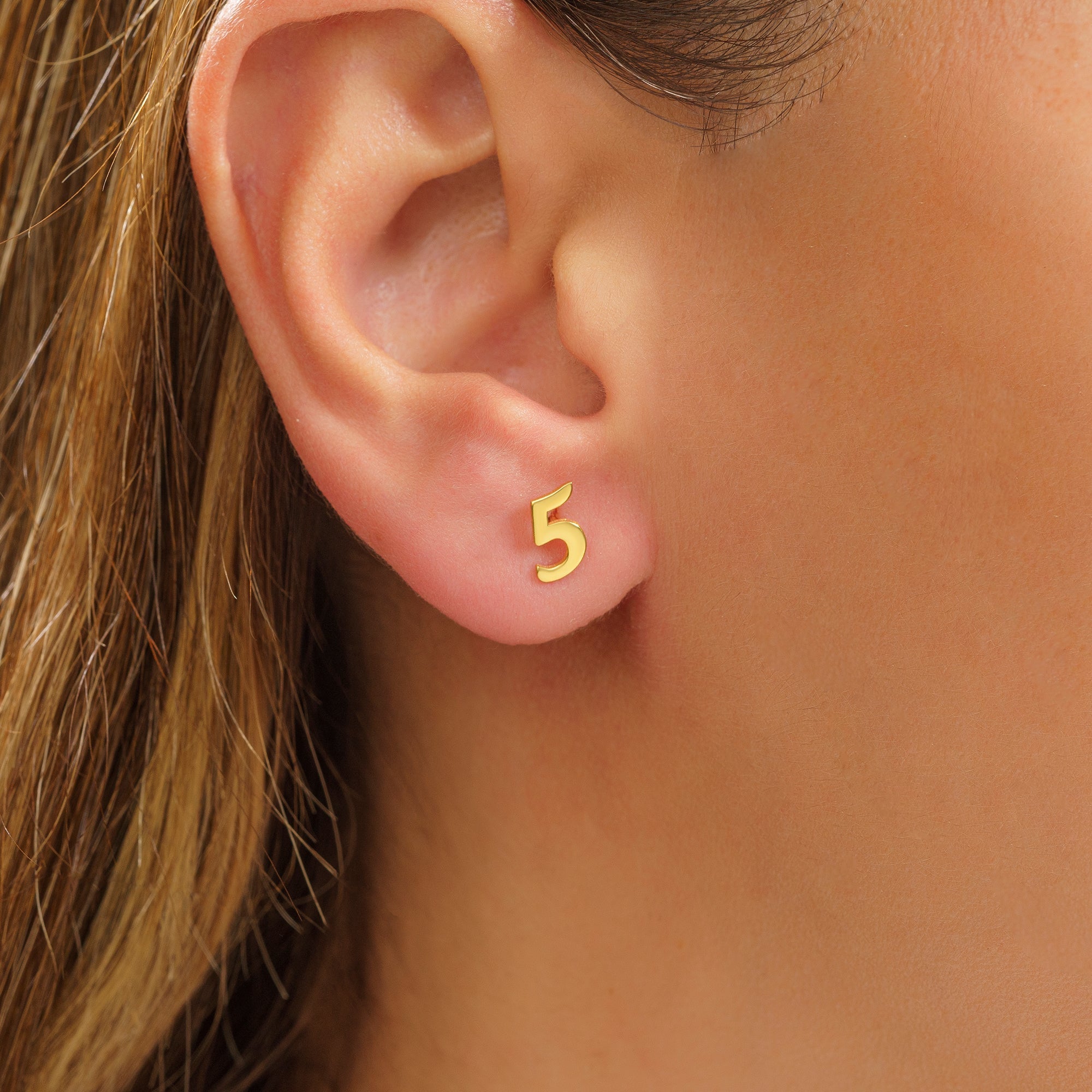 14K Äkta Guld Nummer Örhänge – Minimalistiskt Siffra Örhänge Dam - Noxlookjewelry