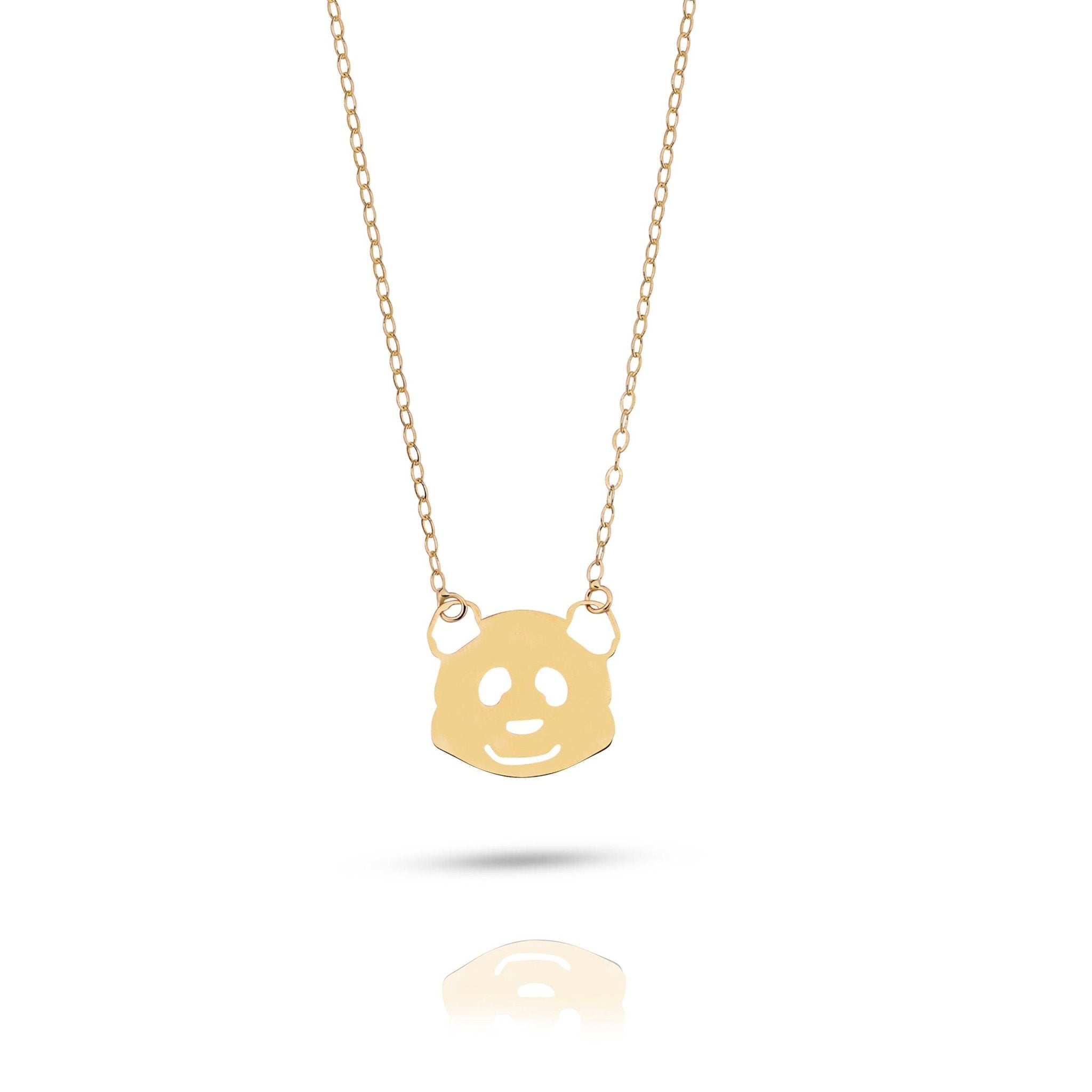 14K Äkta Guld Panda Halsband Dam – Sött Djur Halsband i 585 Guld - Noxlookjewelry