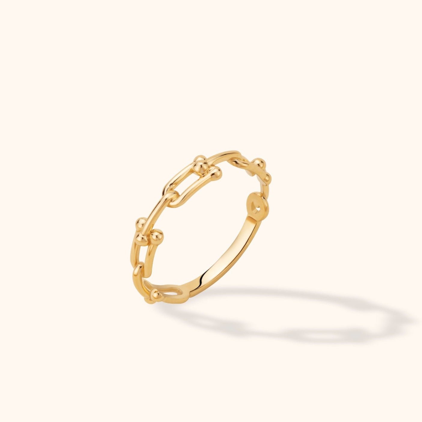 14K Äkta Guld Ring Dam i Kedjelänk Design – Elegant Oval Chain Guldring - Noxlookjewelry