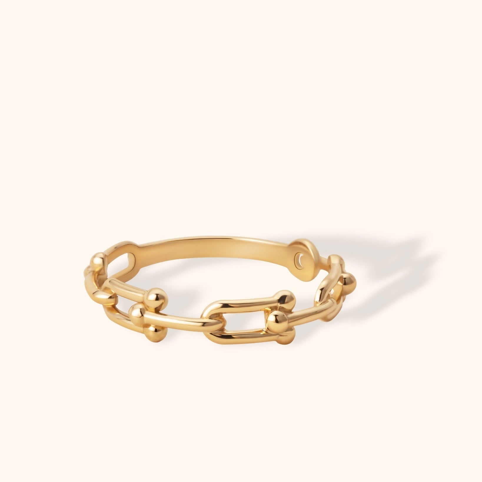 14K Äkta Guld Ring Dam i Kedjelänk Design – Elegant Oval Chain Guldring - Noxlookjewelry