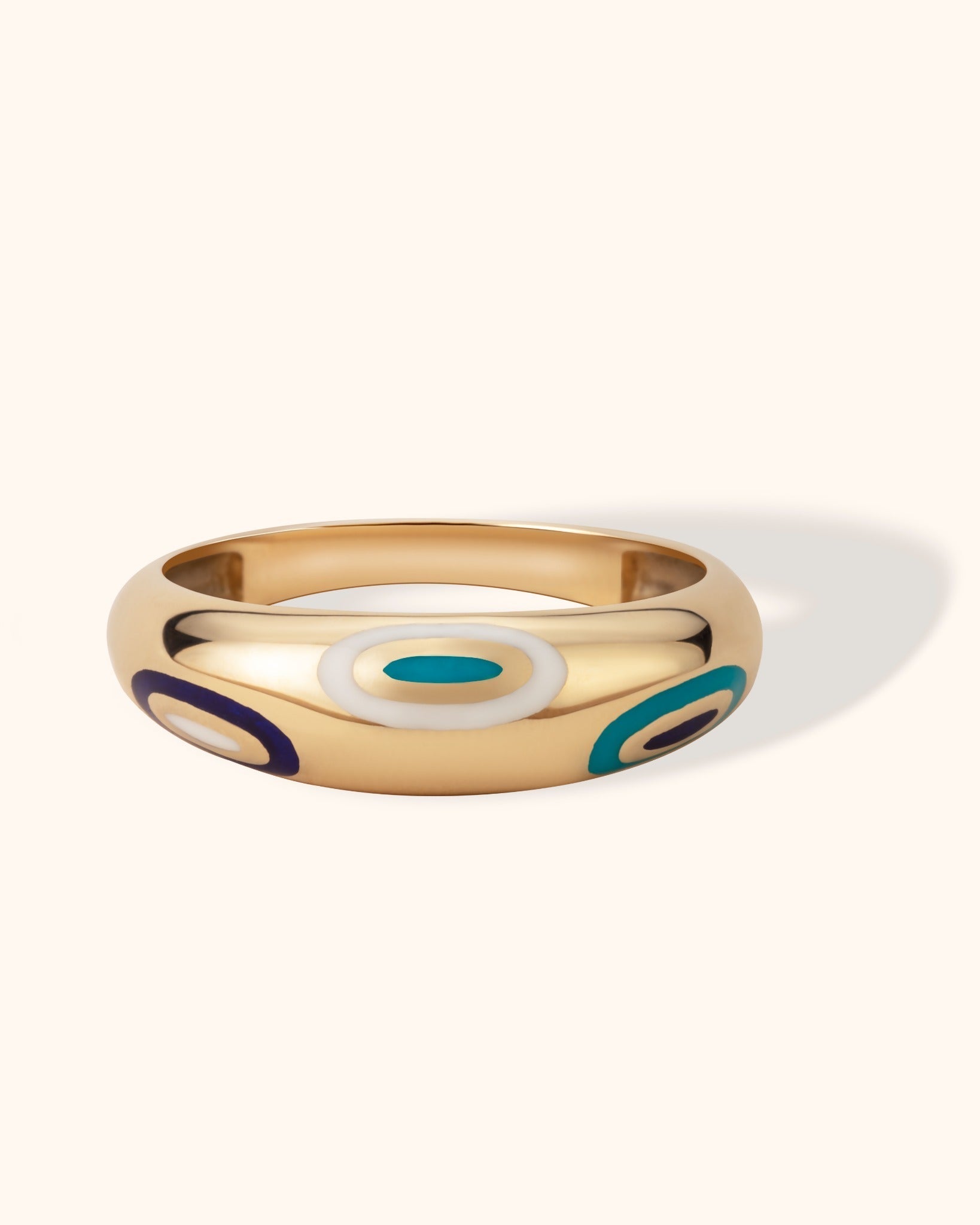 14K Äkta Guld Ring Dam med Färgade Ögon – Modern Evil Eye Guldring - Noxlookjewelry