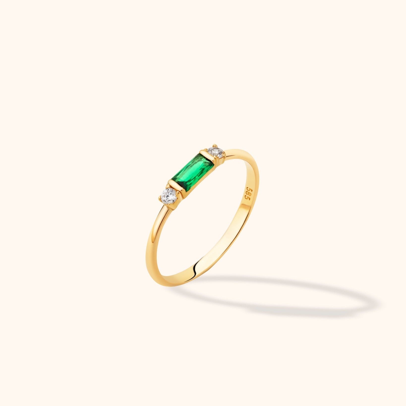14K Äkta Guld Ring Dam med Grön Sten – Elegant Smaragd Stil Ring - Noxlookjewelry