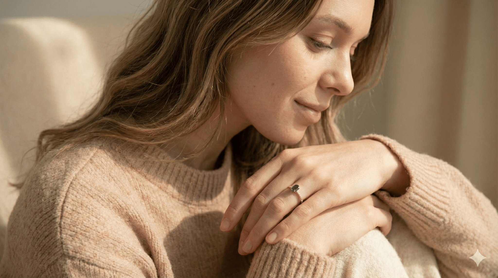 14K Äkta Guld Ring Dam med Grön Sten – Elegant Solitärring med Pavéband - Noxlookjewelry