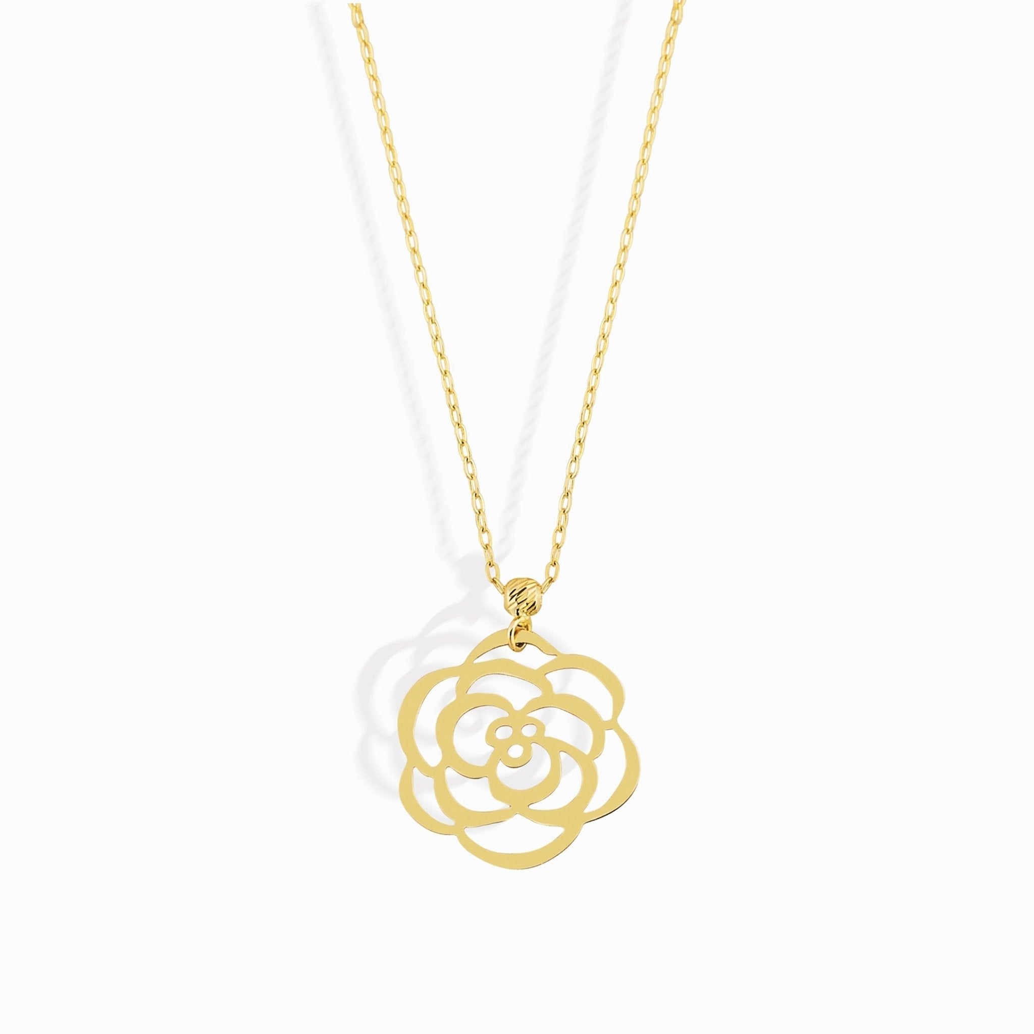 14K Äkta Guld Ros Halsband Dam – Elegant Tunt Guldhalsband i 585 Guld - Noxlookjewelry