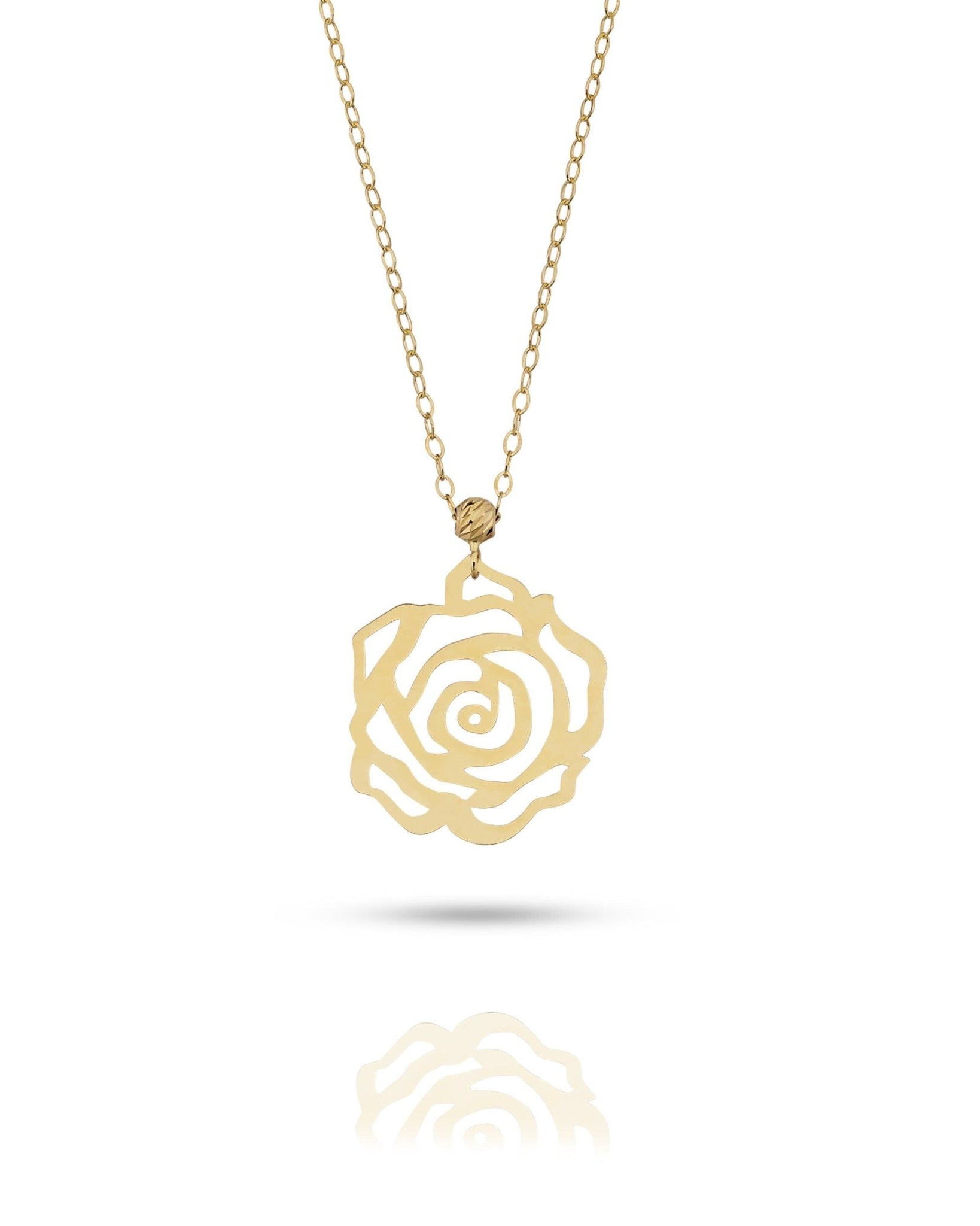 14K Äkta Guld Ros Halsband Dam – Minimalistiskt Flower Smycke - Noxlookjewelry
