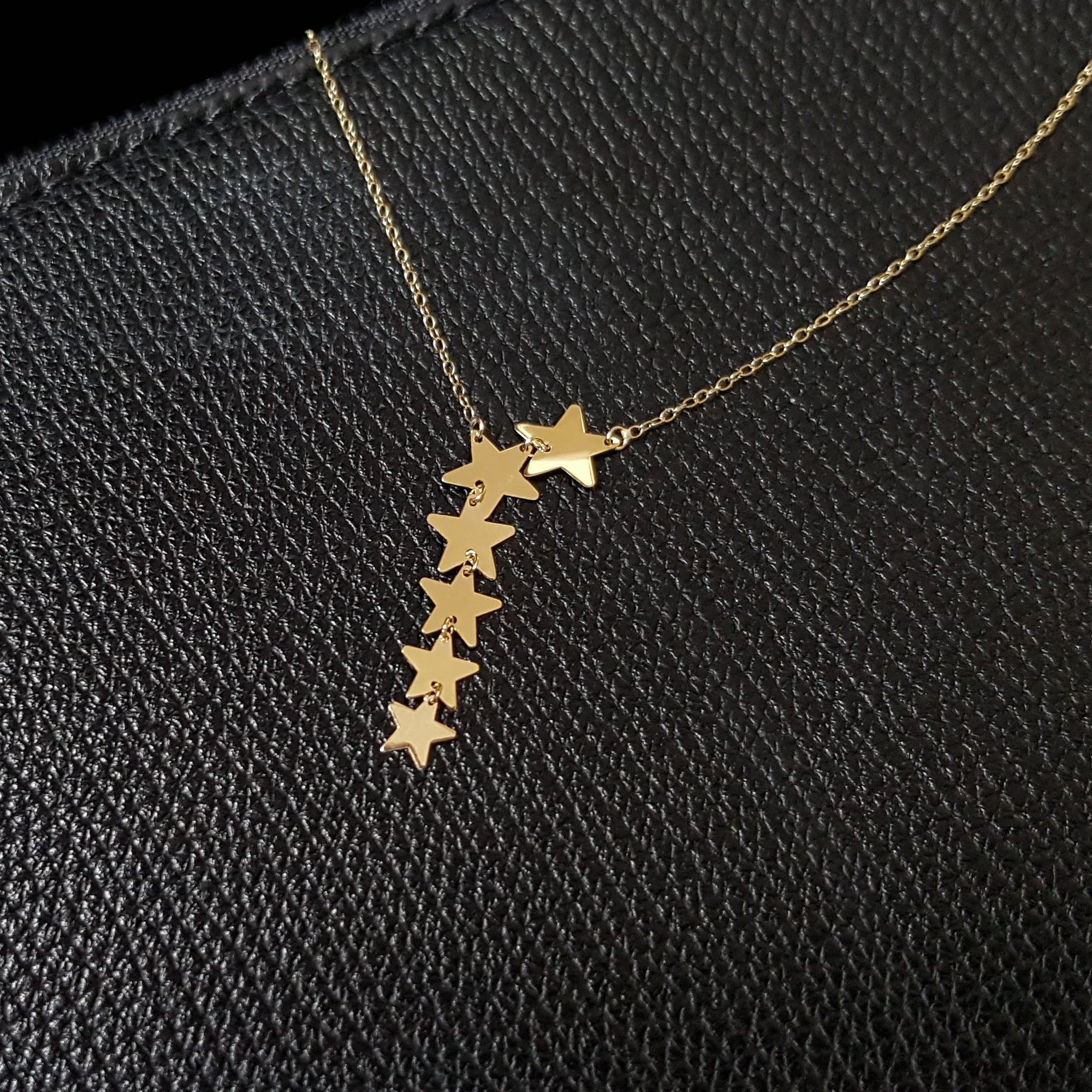 14K Äkta Guld Stjärna Halsband Dam – Tunt Guldhalsband med Flera Stjärnor - Noxlookjewelry