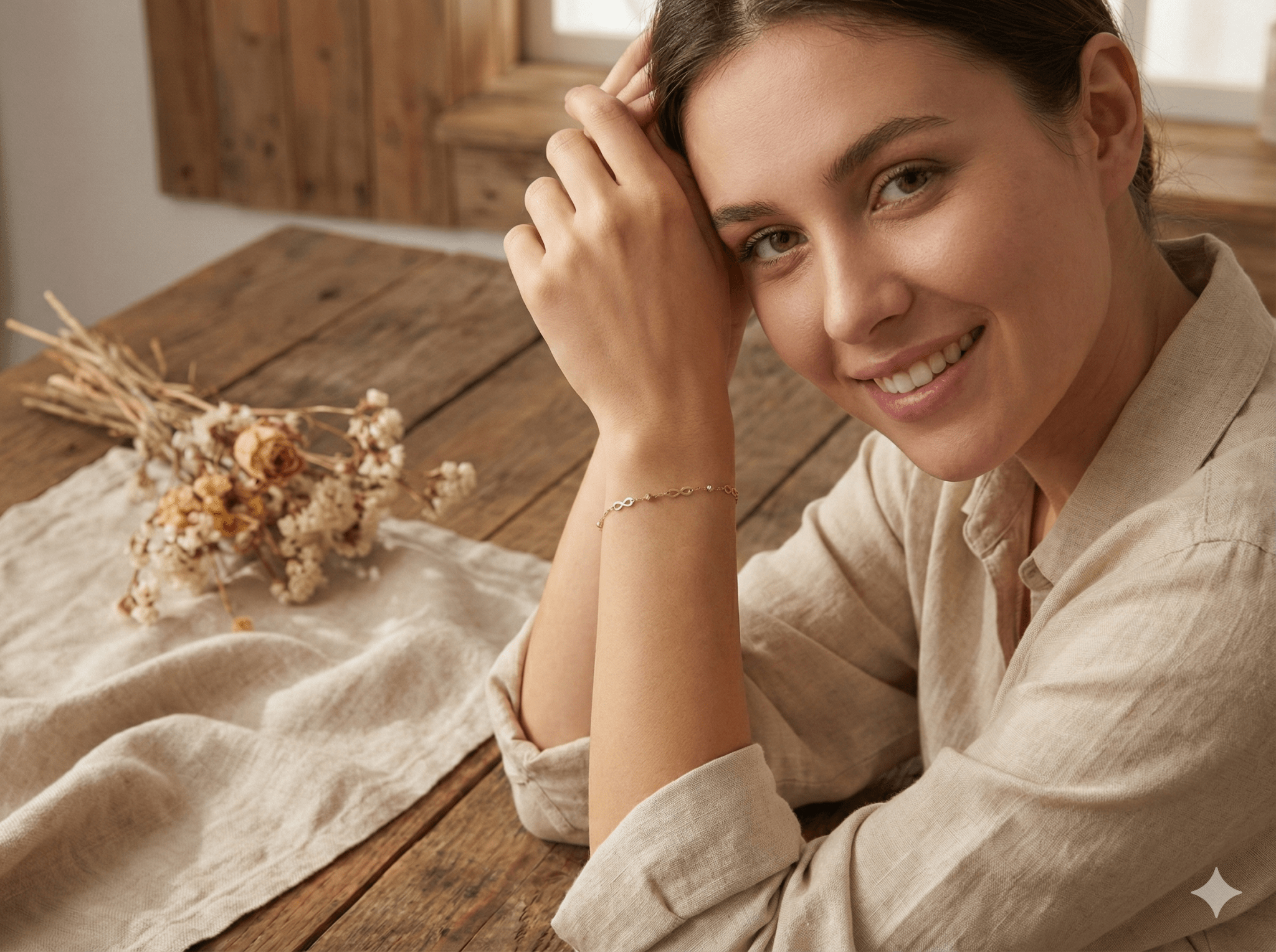 14K Guld Armband med Oändlighetssymboler och Kulor - Elegant Damsmycke som Symboliserar Evig Kärlek - Noxlookjewelry