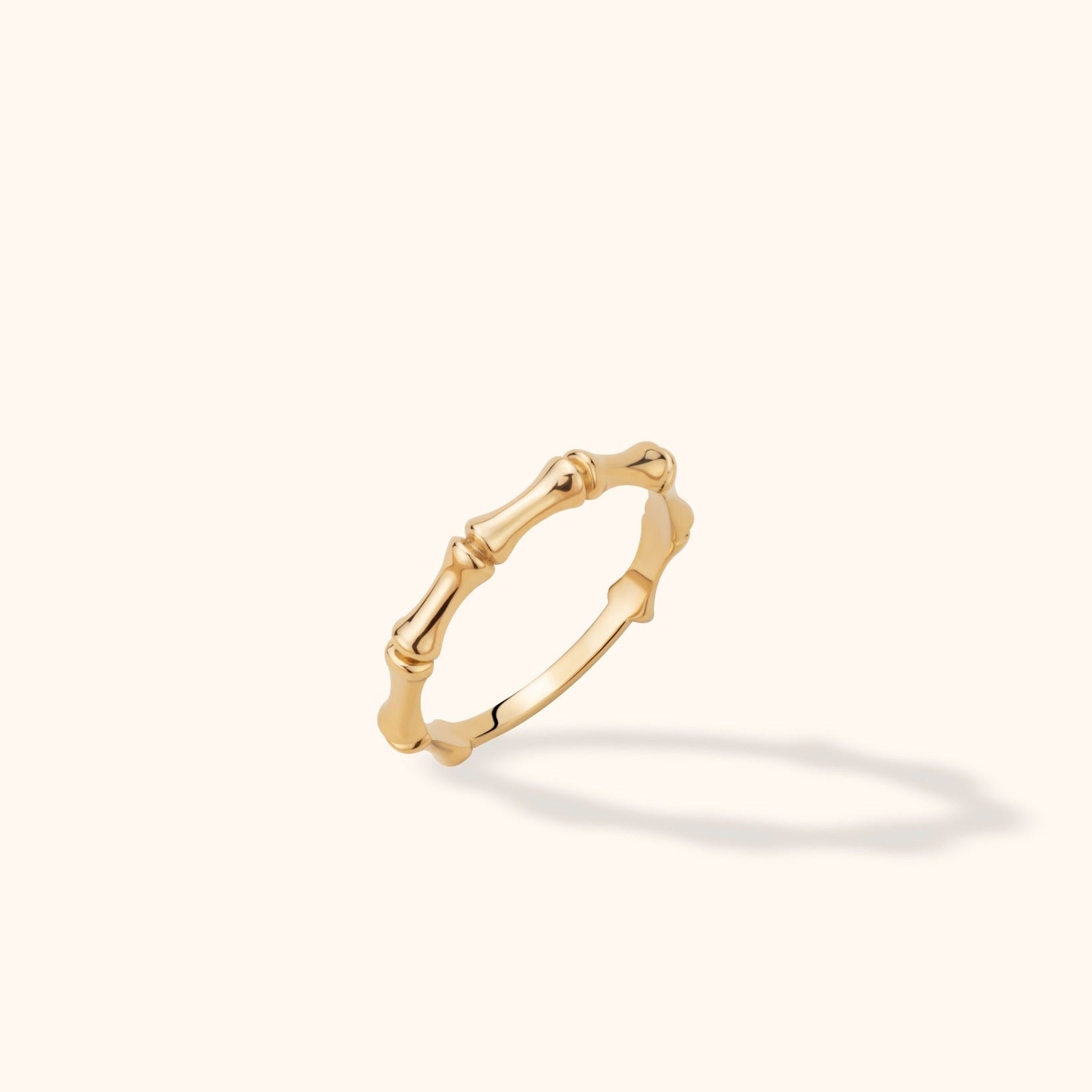 14K Guld Bambu Ring Dam – Elegant Stacking Guldring - Noxlookjewelry