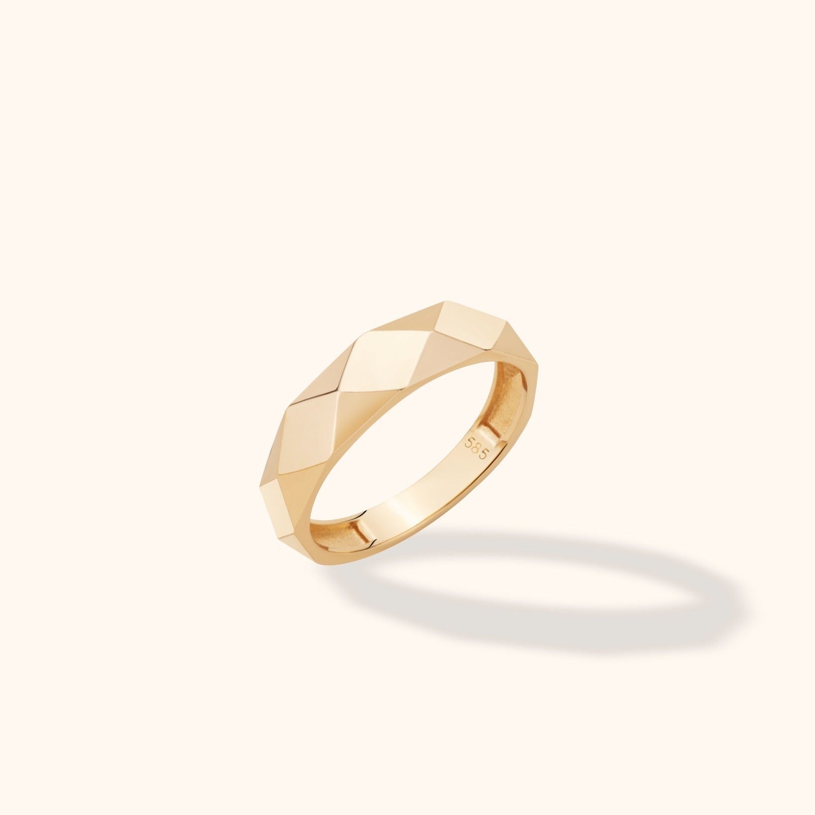 14K Guld Facetterad Ring Dam – Modern Guldring - Noxlookjewelry