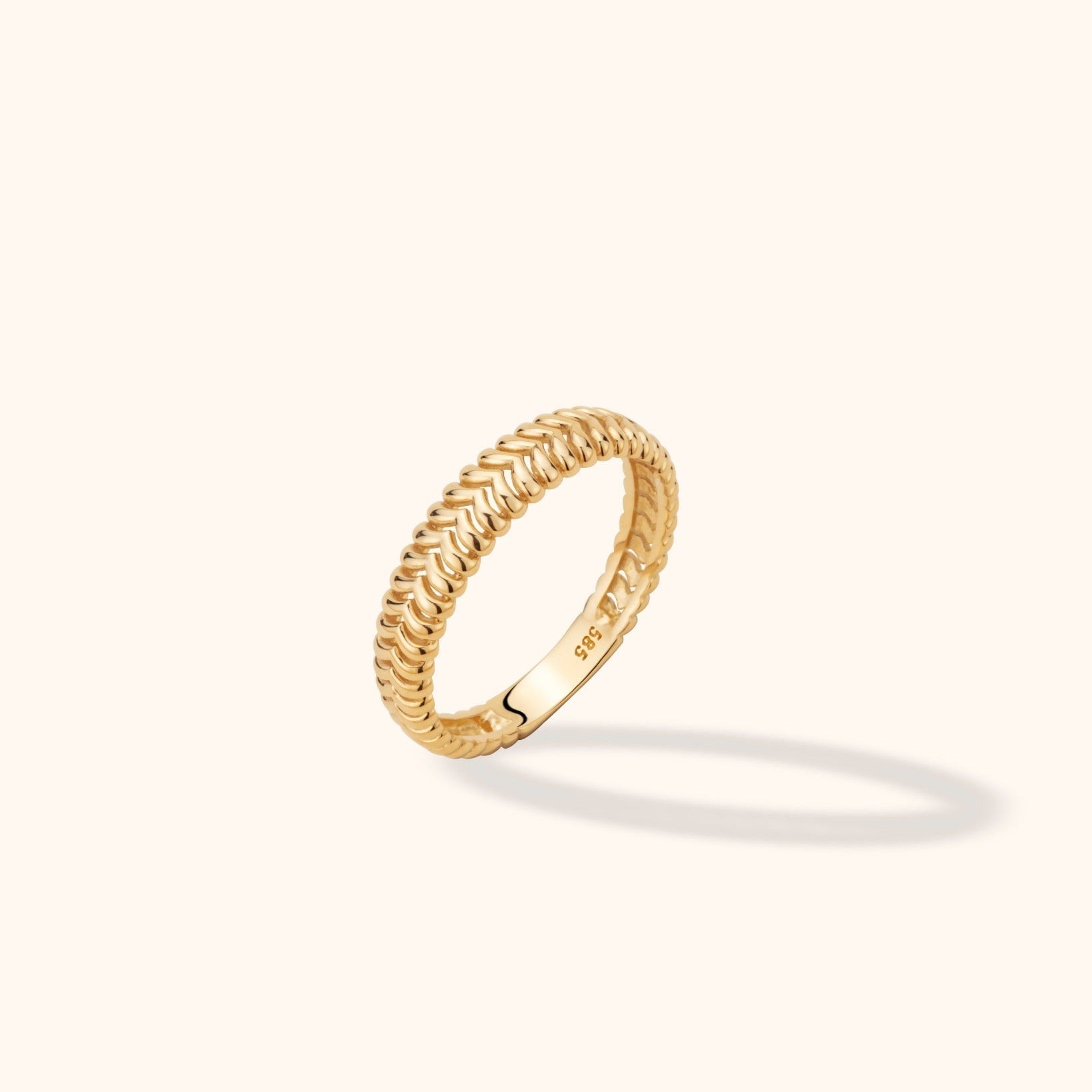 14K Guld Flätad Ring Dam – Elegant Rope Guldring - Noxlookjewelry