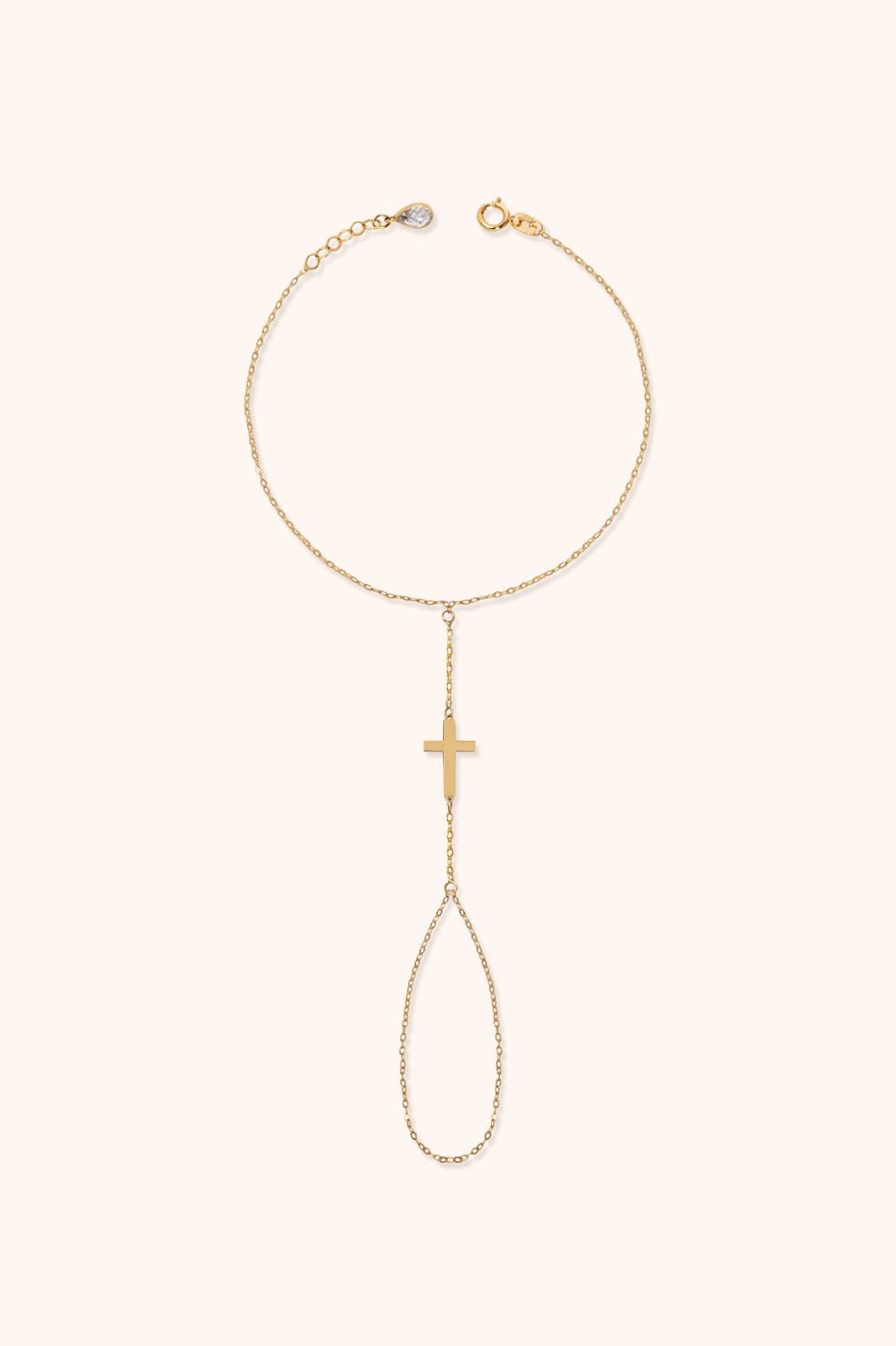 14K Guld Handkedja Dam Med Korsdetalj Och Elegant Minimalistisk Design - Noxlookjewelry