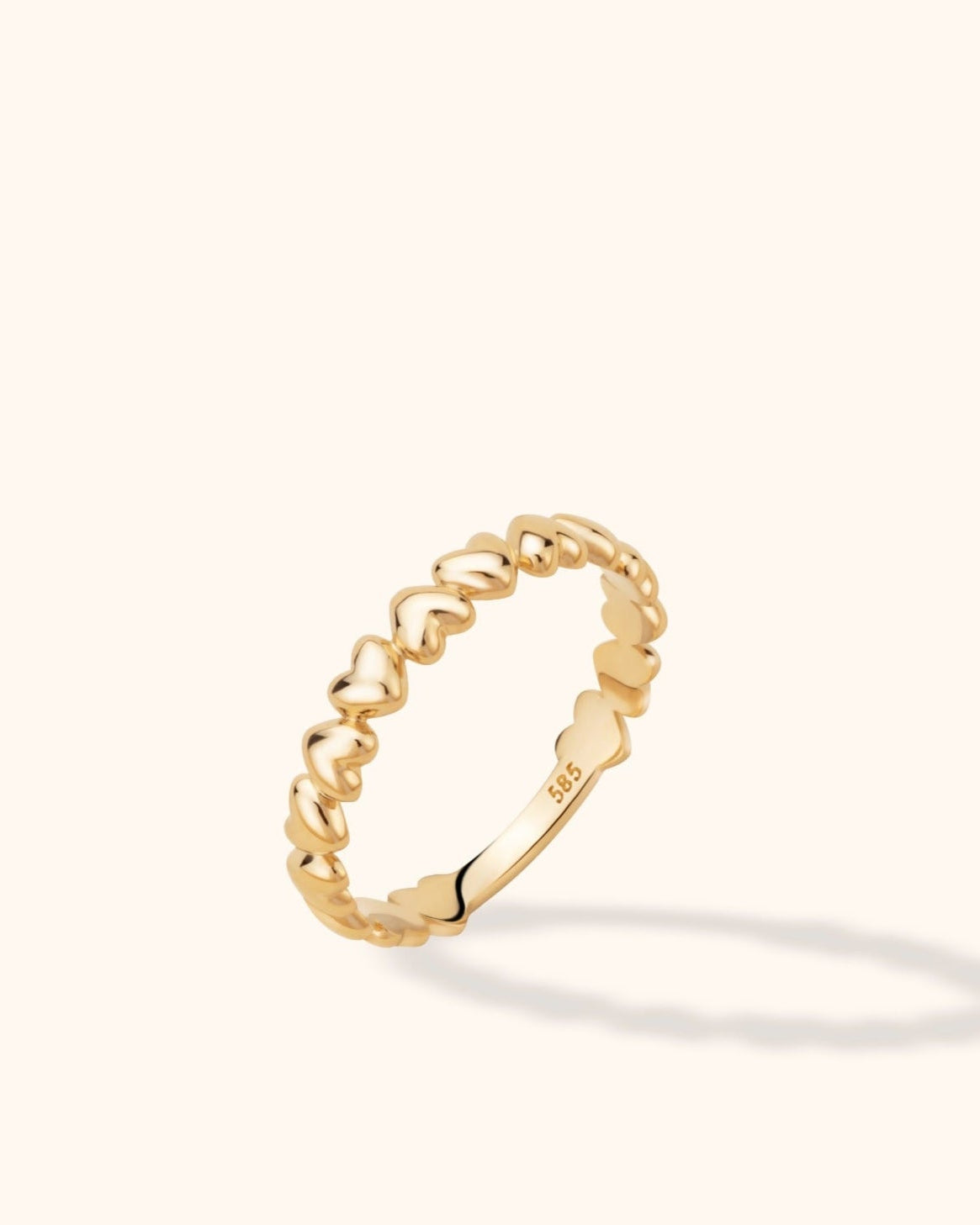 14K Guld Hjärtring Dam – Minimalistisk Stapelbar Guldring - Noxlookjewelry