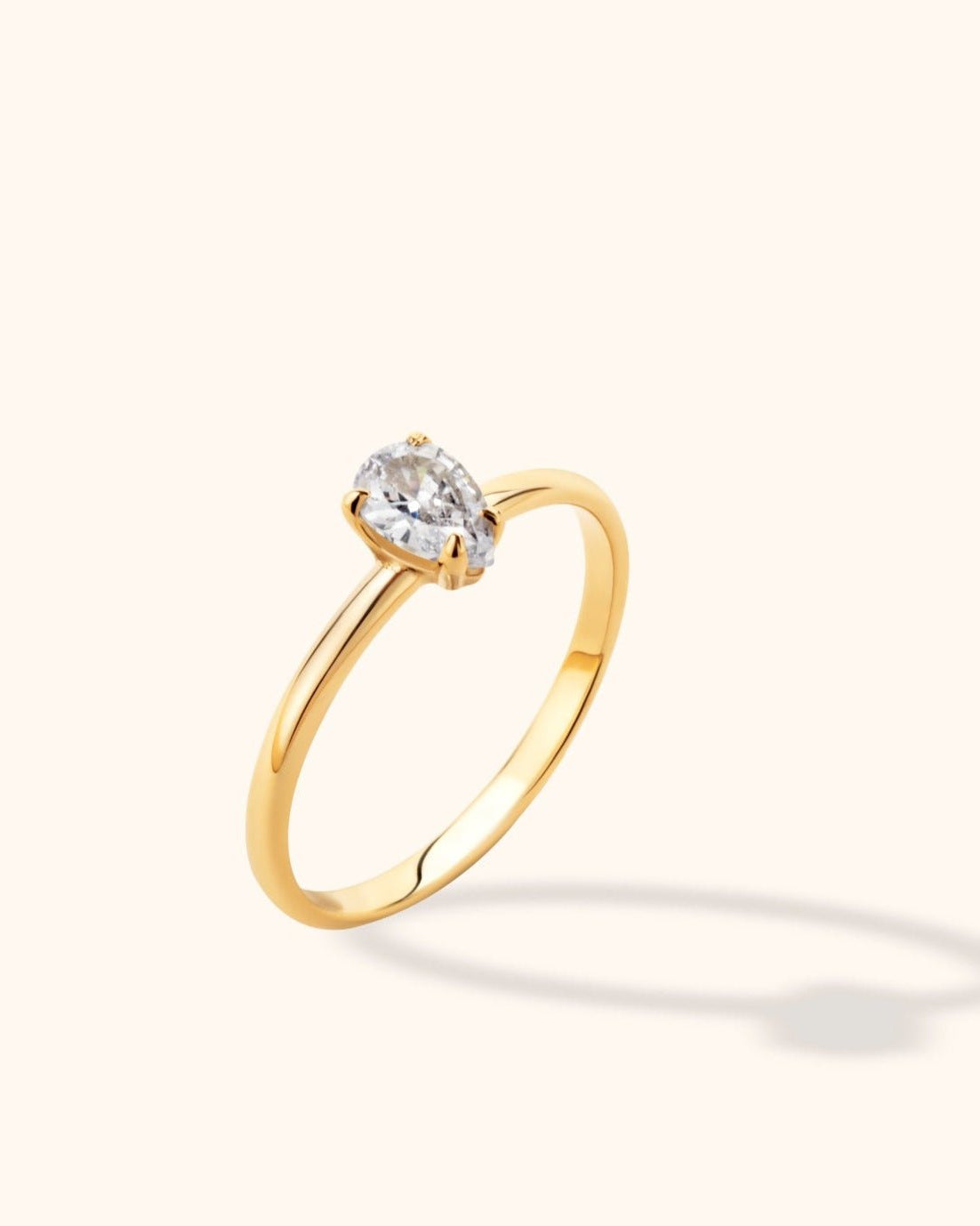 14K Guld Oval Solitärring Dam – Elegant Minimalistisk Guldring - Noxlookjewelry