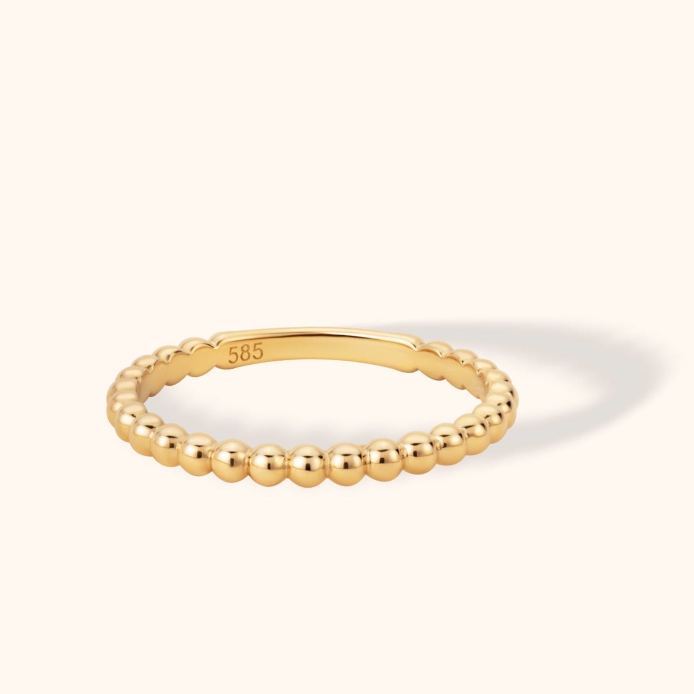 14K Guld Pärlad Ring Dam – Elegant Minimalistisk Stapelbar Guldring - Noxlookjewelry