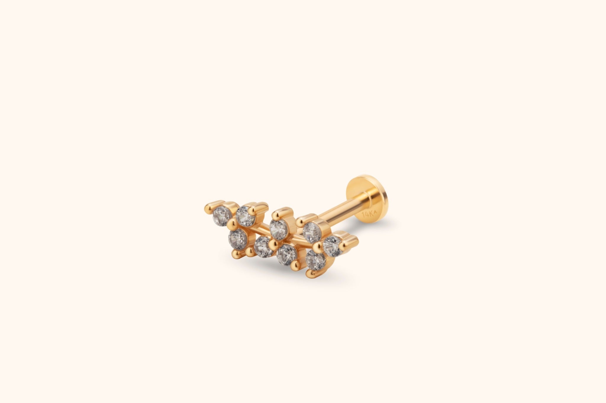 14K Guld Piercing Med Dubbel Klusterdesign I Elegant Konstellationsstil - Noxlookjewelry