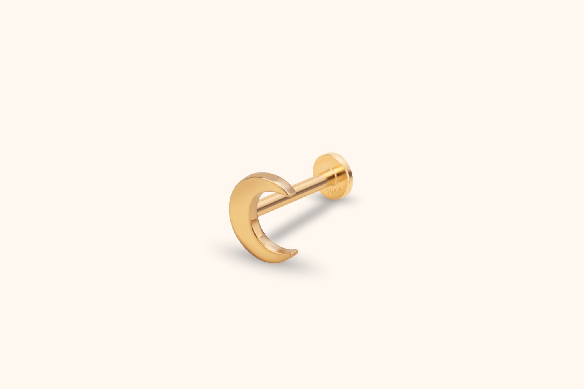 14K Guld Piercing Med Halvmånemotiv Och Elegant Minimalistisk Design - Noxlookjewelry