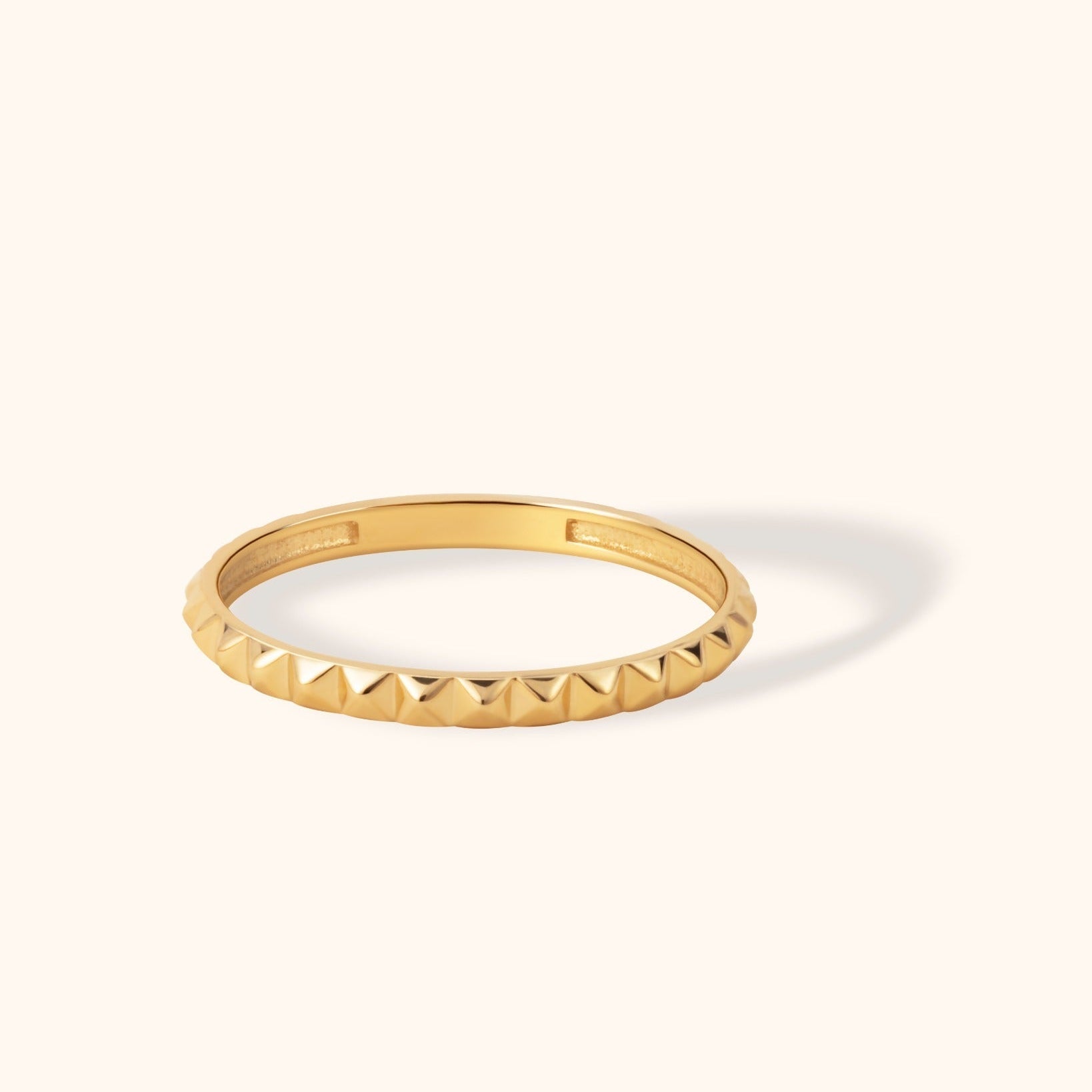 14K Guld Ring Dam – Texturerad Minimalistisk Guldring - Noxlookjewelry