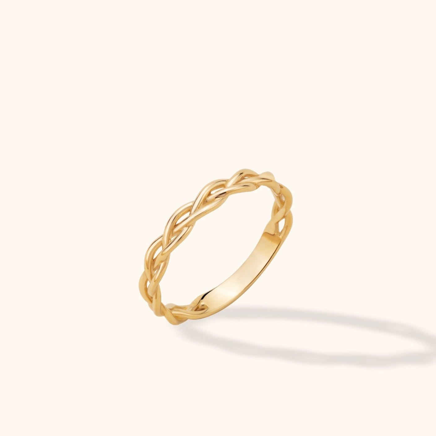 14K Guld Ring Dam – Tvinnad Flätad Guldring i Elegant Design - Noxlookjewelry