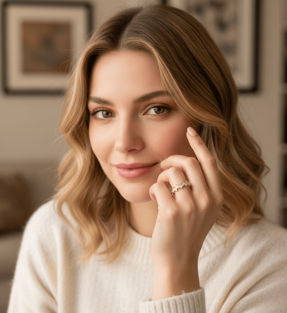 14K Guld Ring för Dam – Elegant Baguette Eternity Ring med Rektangulära Stenar - Noxlookjewelry