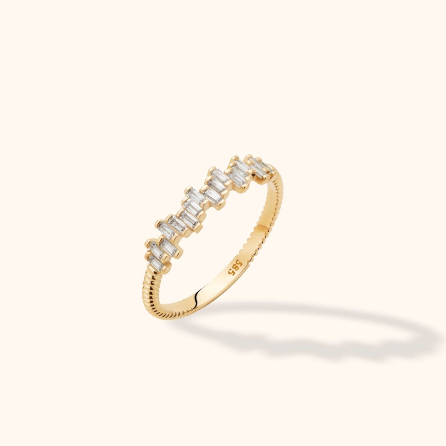14K Guld Ring för Dam – Elegant Baguette Eternity Ring med Rektangulära Stenar - Noxlookjewelry