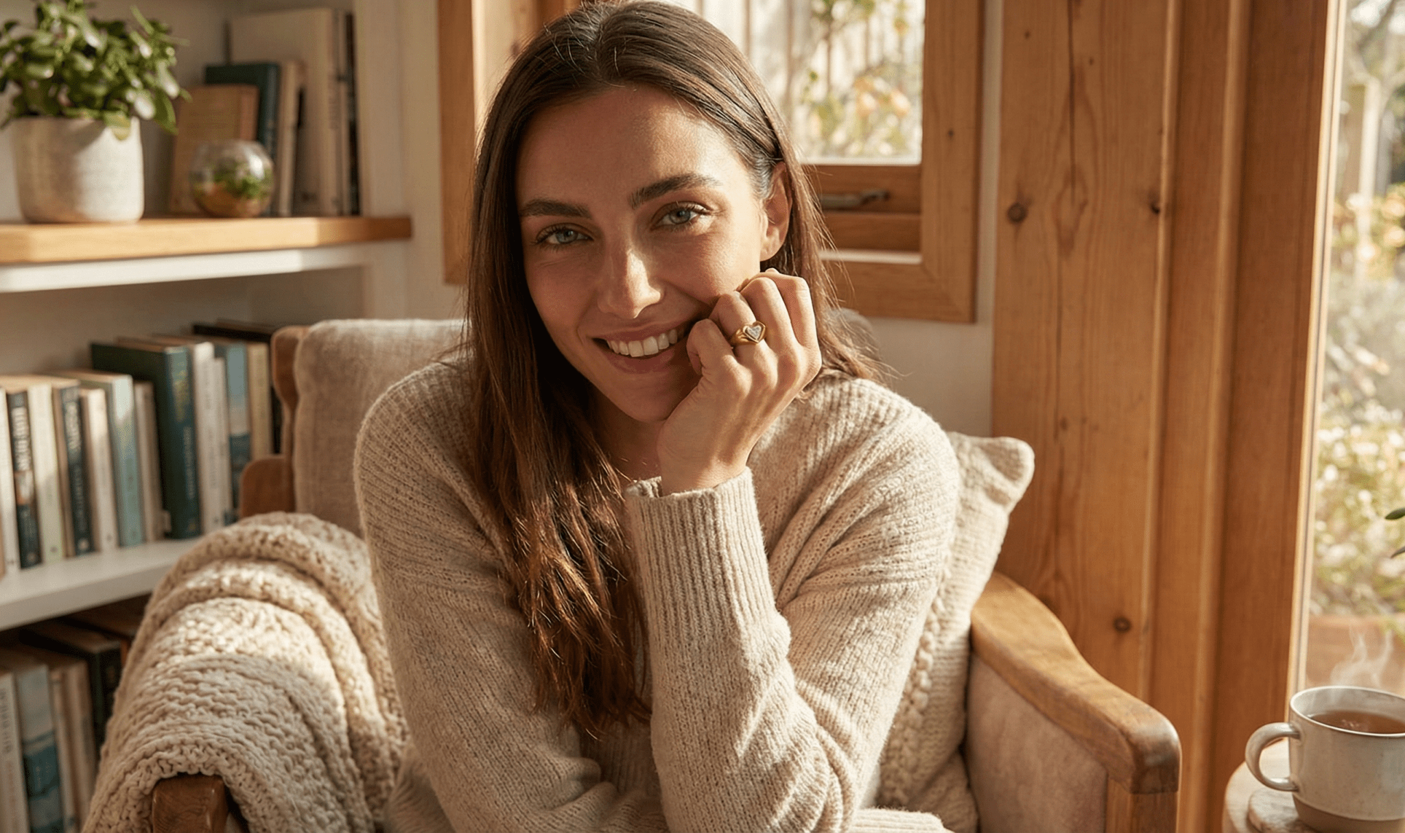 14K Guld Ring med Hjärta och Stenar för Dam – Elegant Signetring i Äkta Guld - Noxlookjewelry