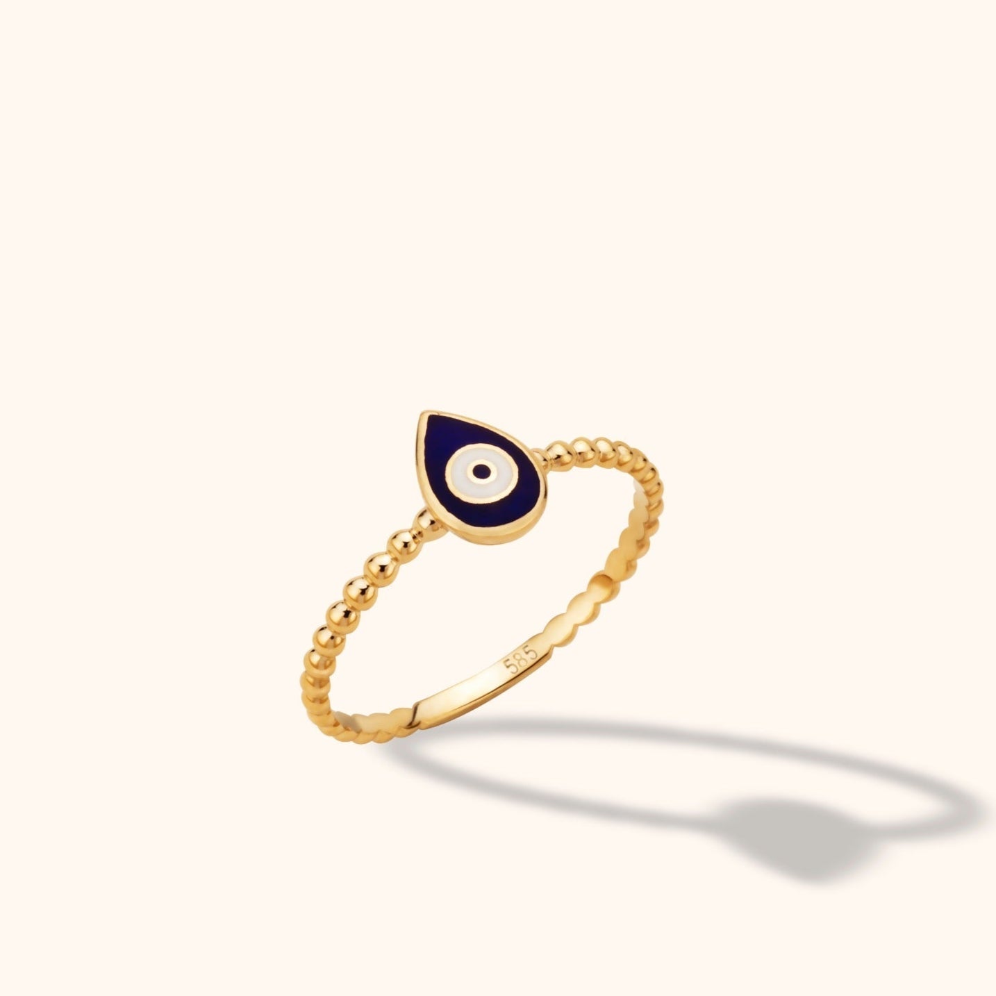 14K Guld Ring med Öga för Dam – Droppformad Guldring i Minimalistisk Design - Noxlookjewelry