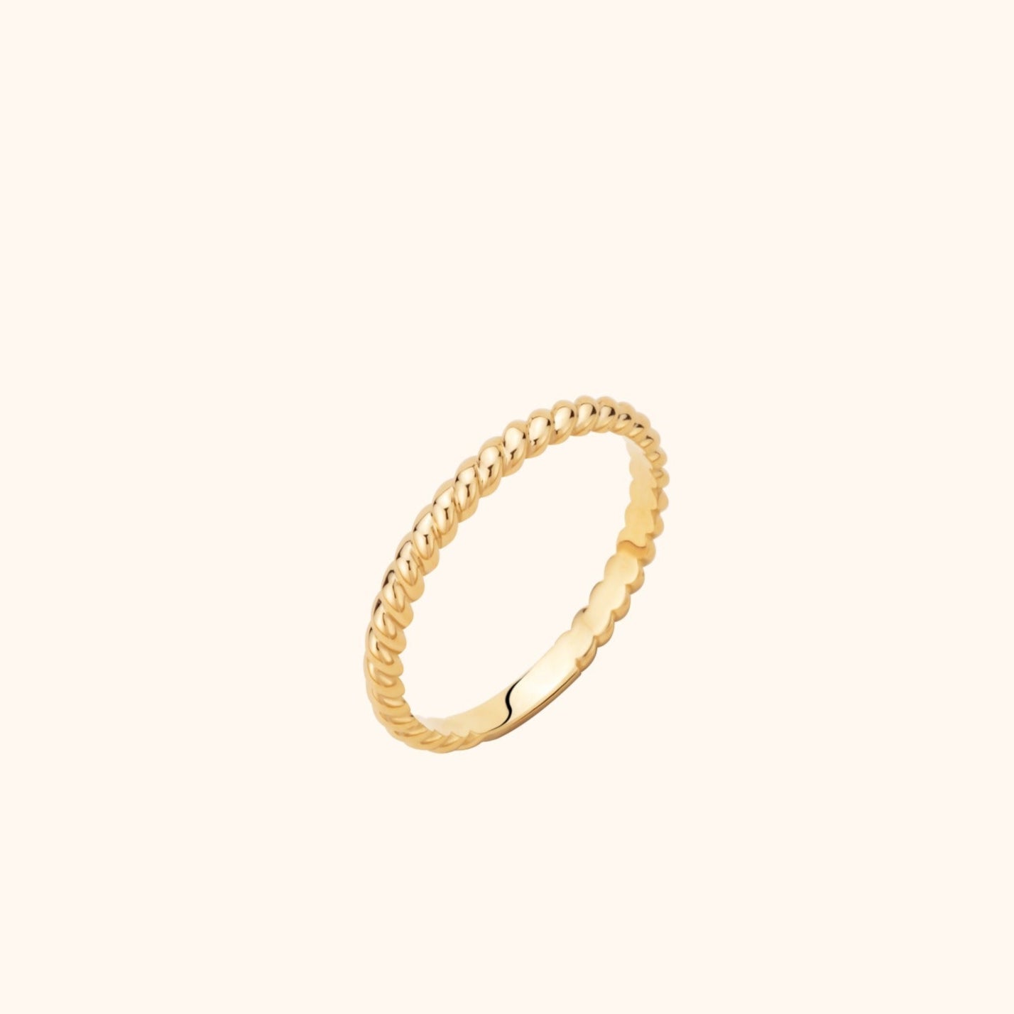 14K Guld Twistad Ring Dam – Elegant Rope Guldring - Noxlookjewelry
