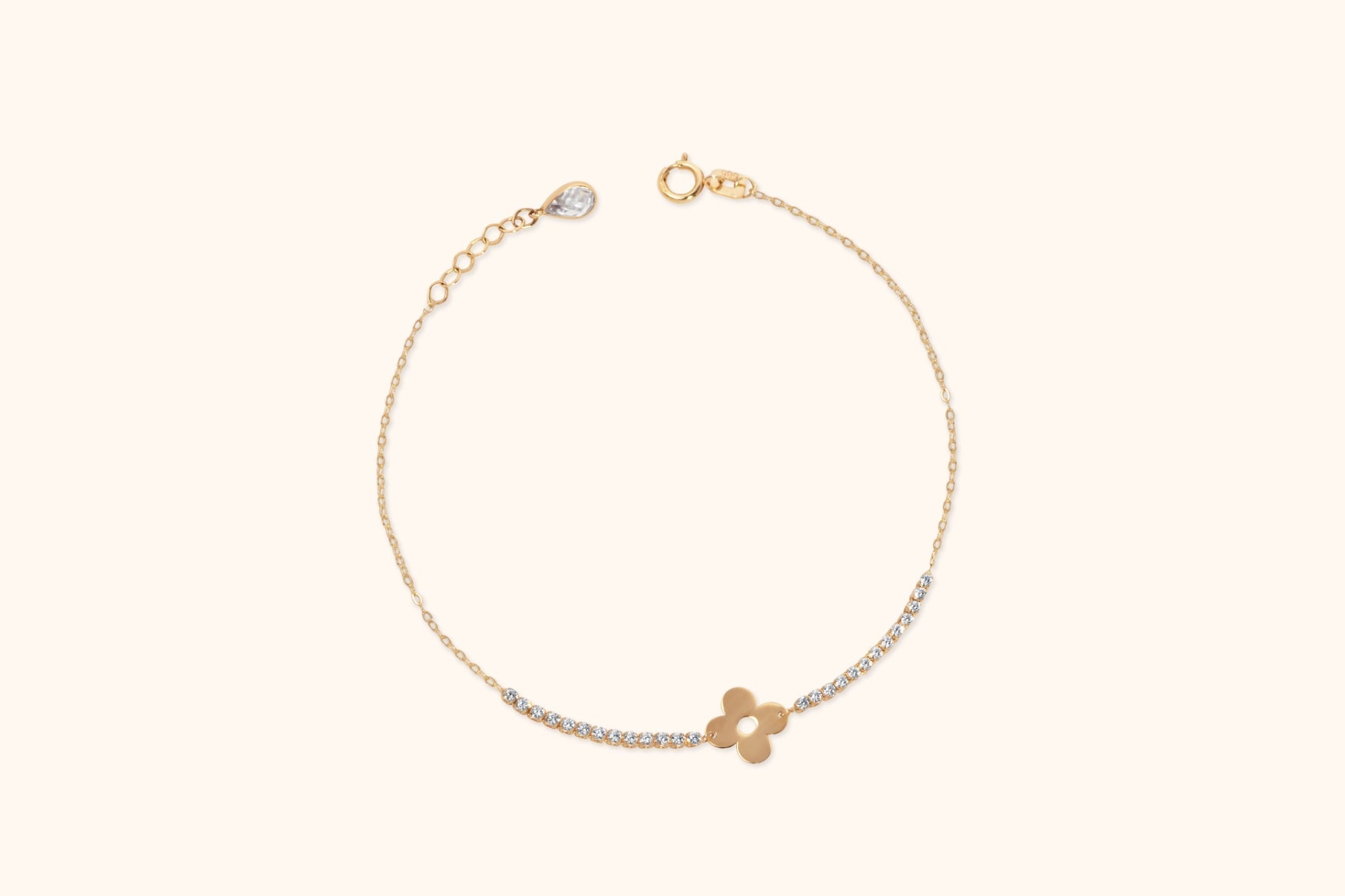 14K Guldarmband Dam Med Blommotiv Och Elegant Minimalistisk Design - Noxlookjewelry