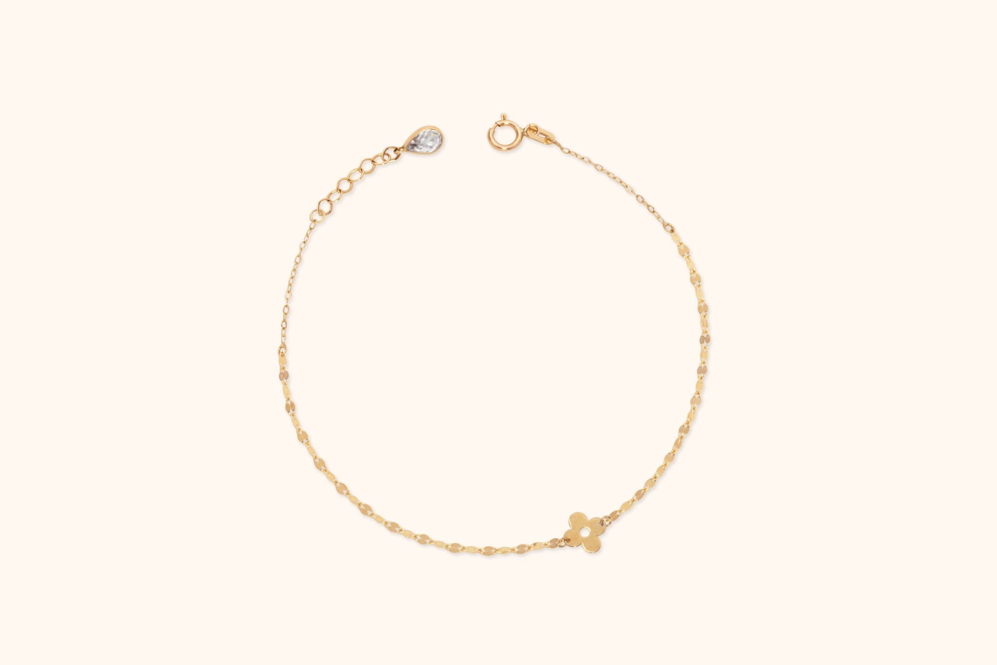 14K Guldarmband Dam Med Blommotiv Och Elegant Minimalistisk Stil - Noxlookjewelry