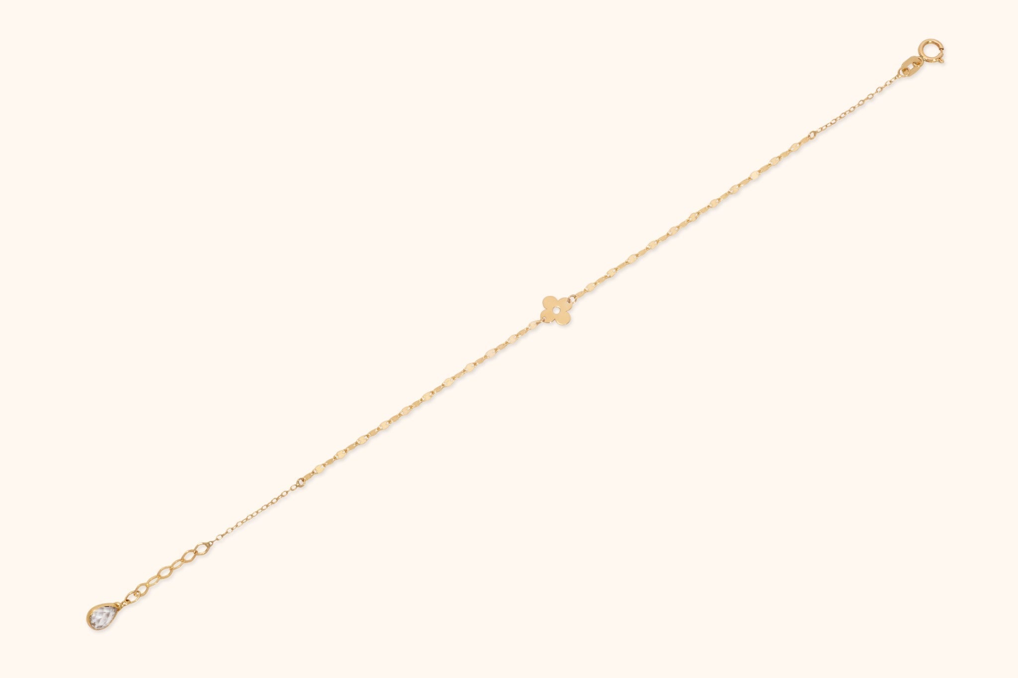 14K Guldarmband Dam Med Blommotiv Och Elegant Minimalistisk Stil - Noxlookjewelry
