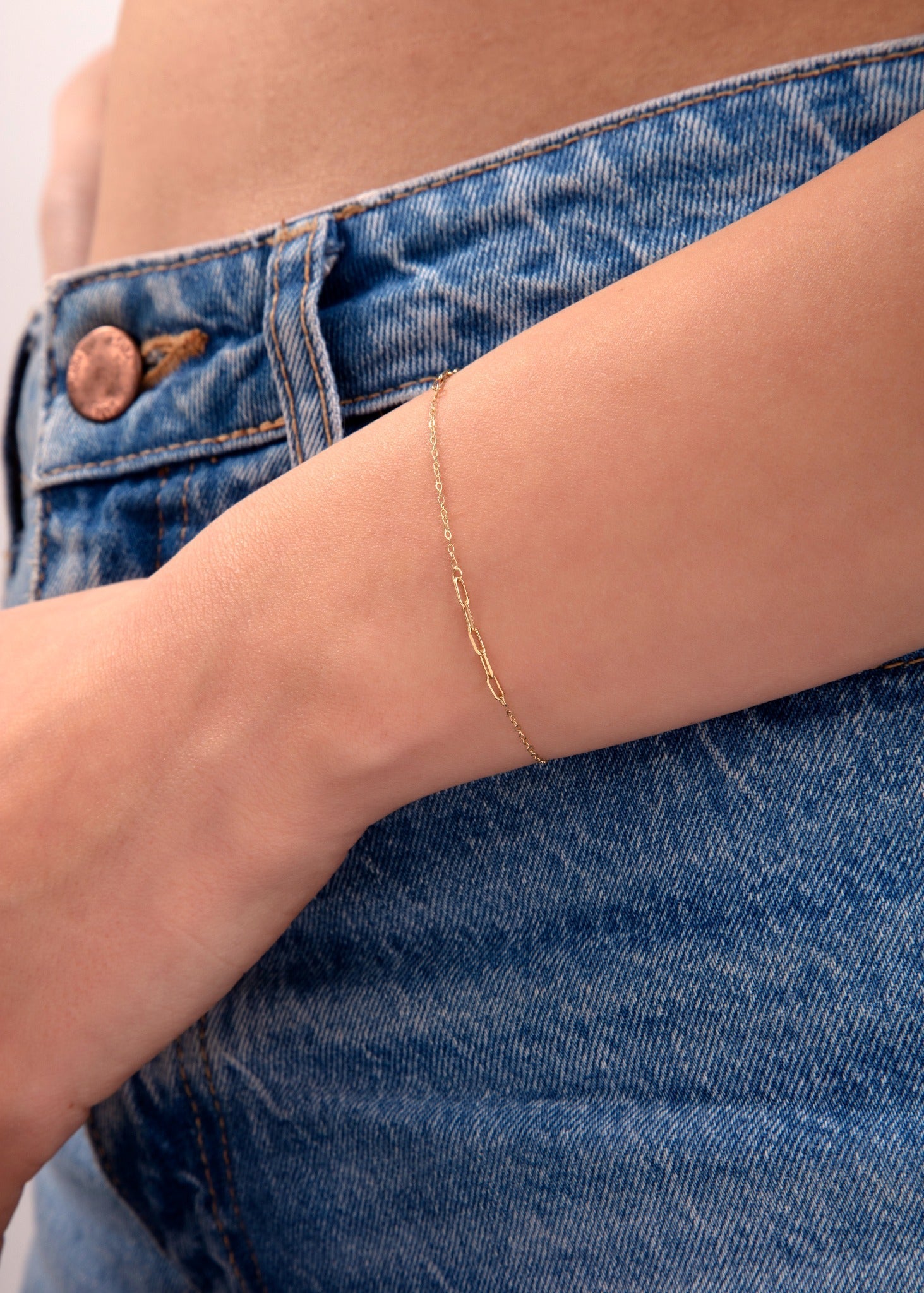14K Guldarmband Dam Med Länkdesign Och Elegant Minimalistisk Stil - Noxlookjewelry